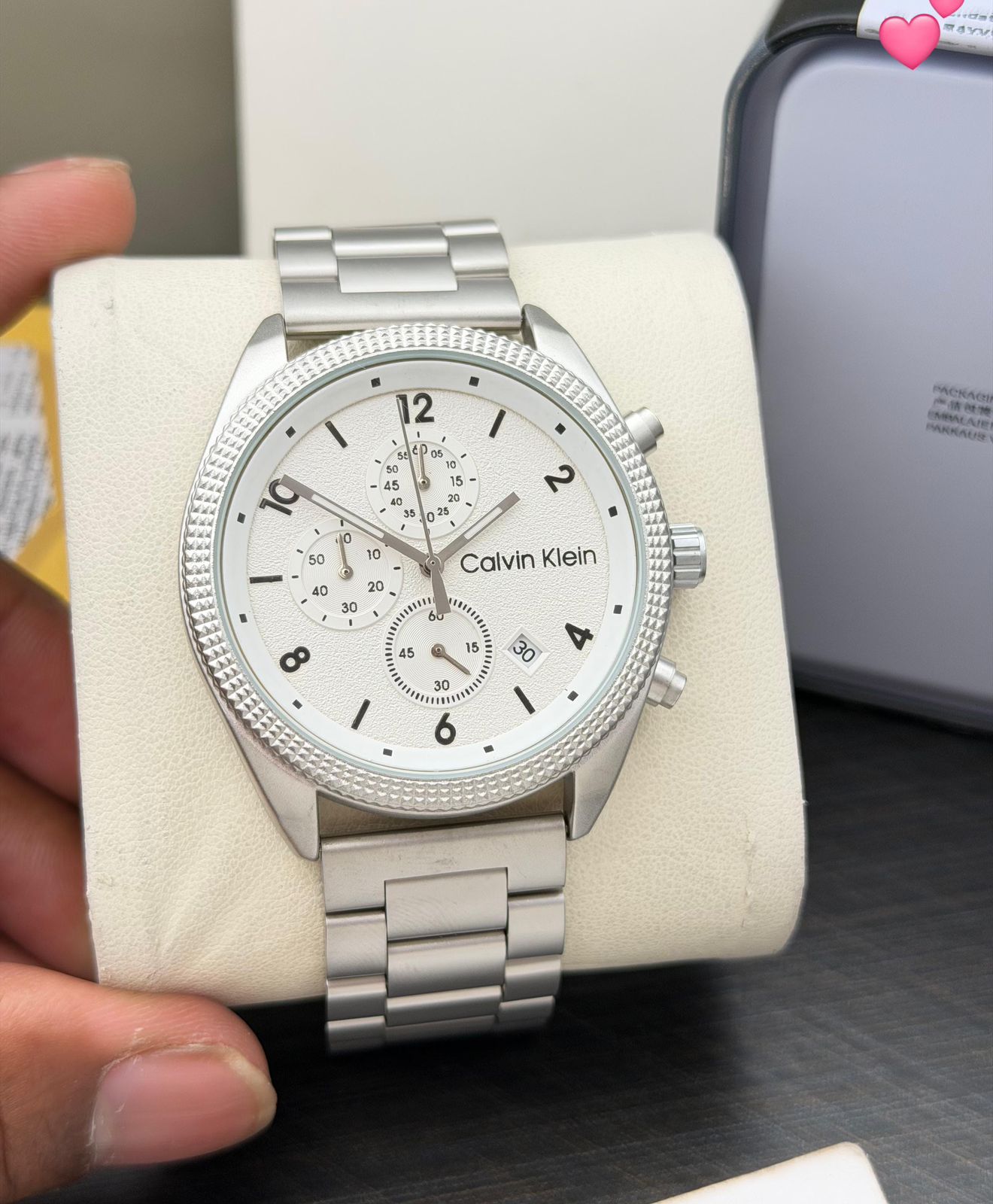 Buy First Copy Calvin Klein Stainless Steel Chronograph 43mm Quartz Movement Men’s Watch - Master Quality 7A Mirror at Lowest Price Online India