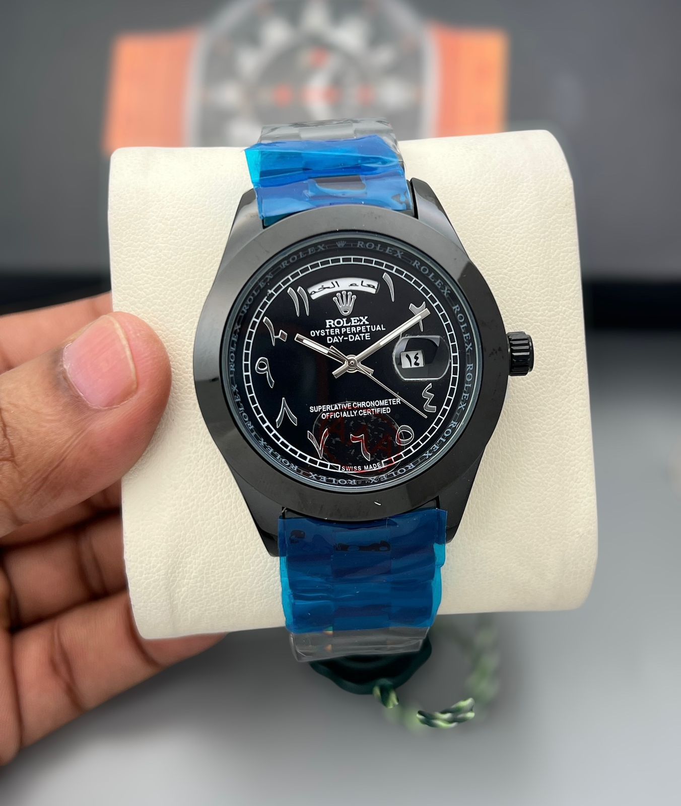Buy First Copy Rolex Day Date Arabic Dial Stainless Steel 42mm Quartz Movement Men’s Watch - Master Quality 7A Mirror at Lowest Price Online India