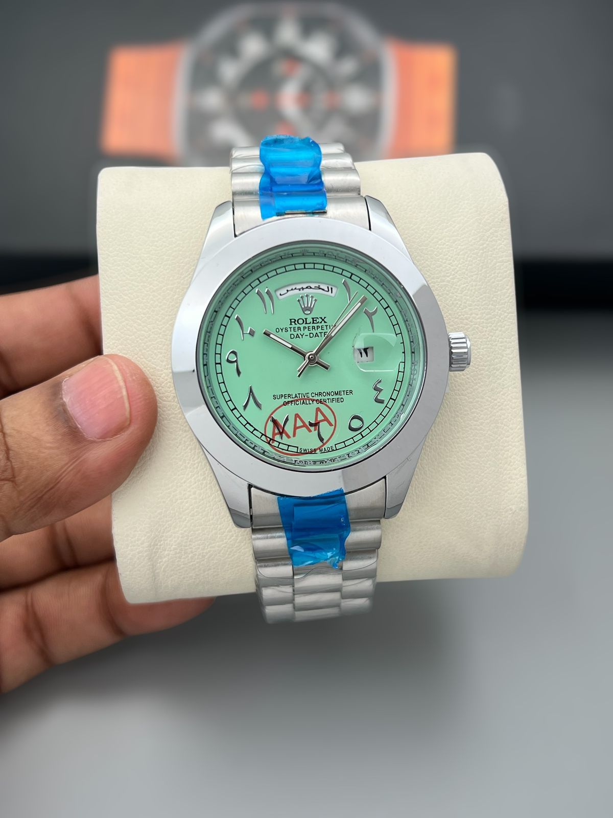 Buy First Copy Rolex Day Date Arabic Dial Stainless Steel 42mm Quartz Movement Men’s Watch - Master Quality 7A Mirror at Lowest Price Online India