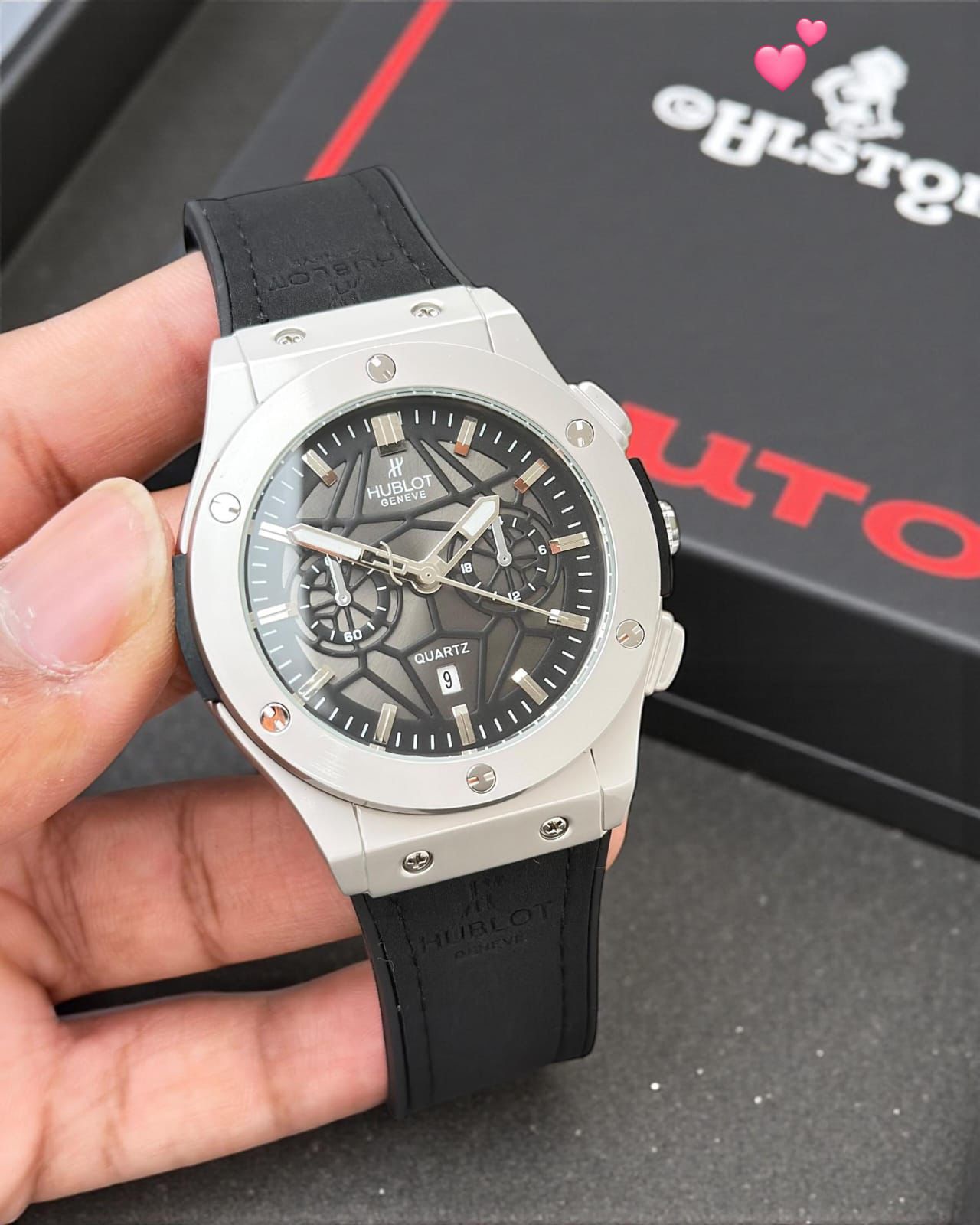 Buy First Copy Hublot Classic Fusion Silver Case Black Dial Rubber Strap 42mm Quartz Movement Men’s Watch - Master Quality 7A Mirror at Lowest Price Online India
