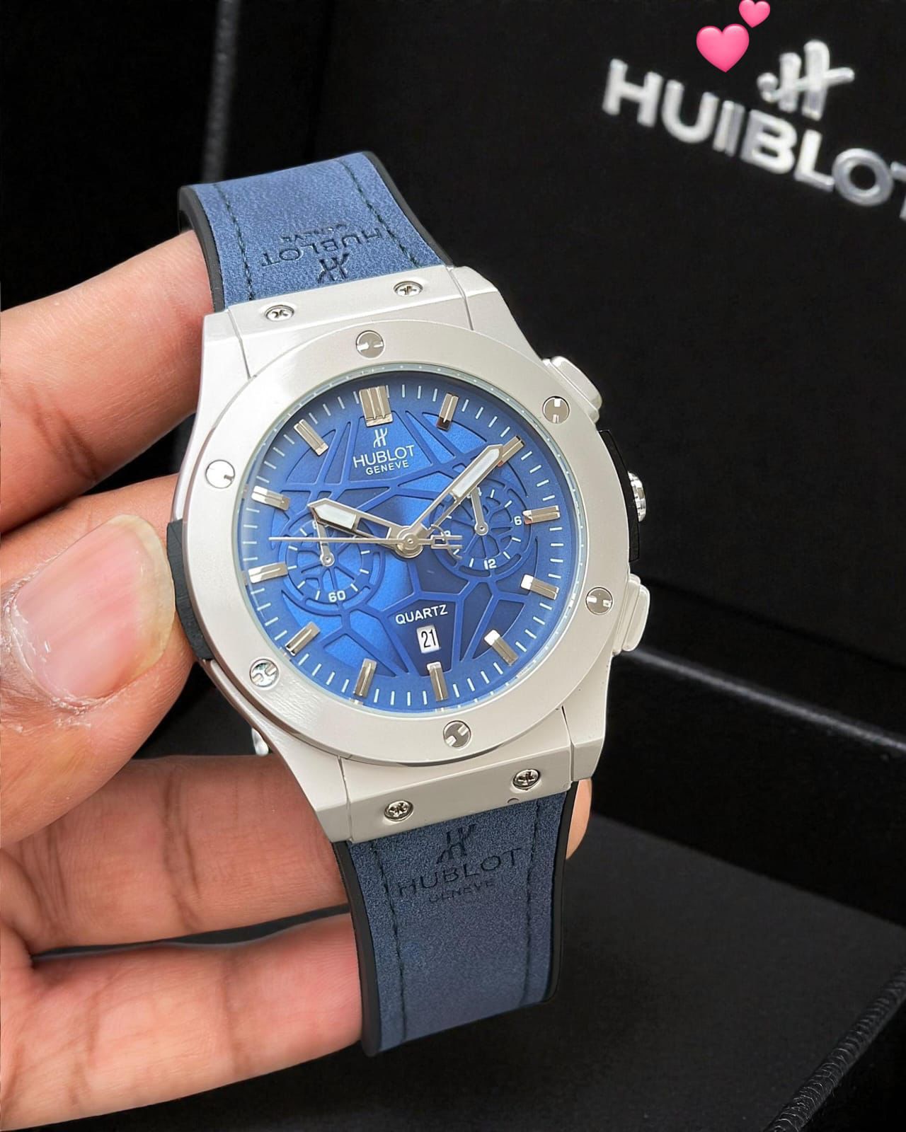 Buy First Copy Hublot Classic Fusion Silver Case Black Dial Rubber Strap 42mm Quartz Movement Men’s Watch - Master Quality 7A Mirror at Lowest Price Online India