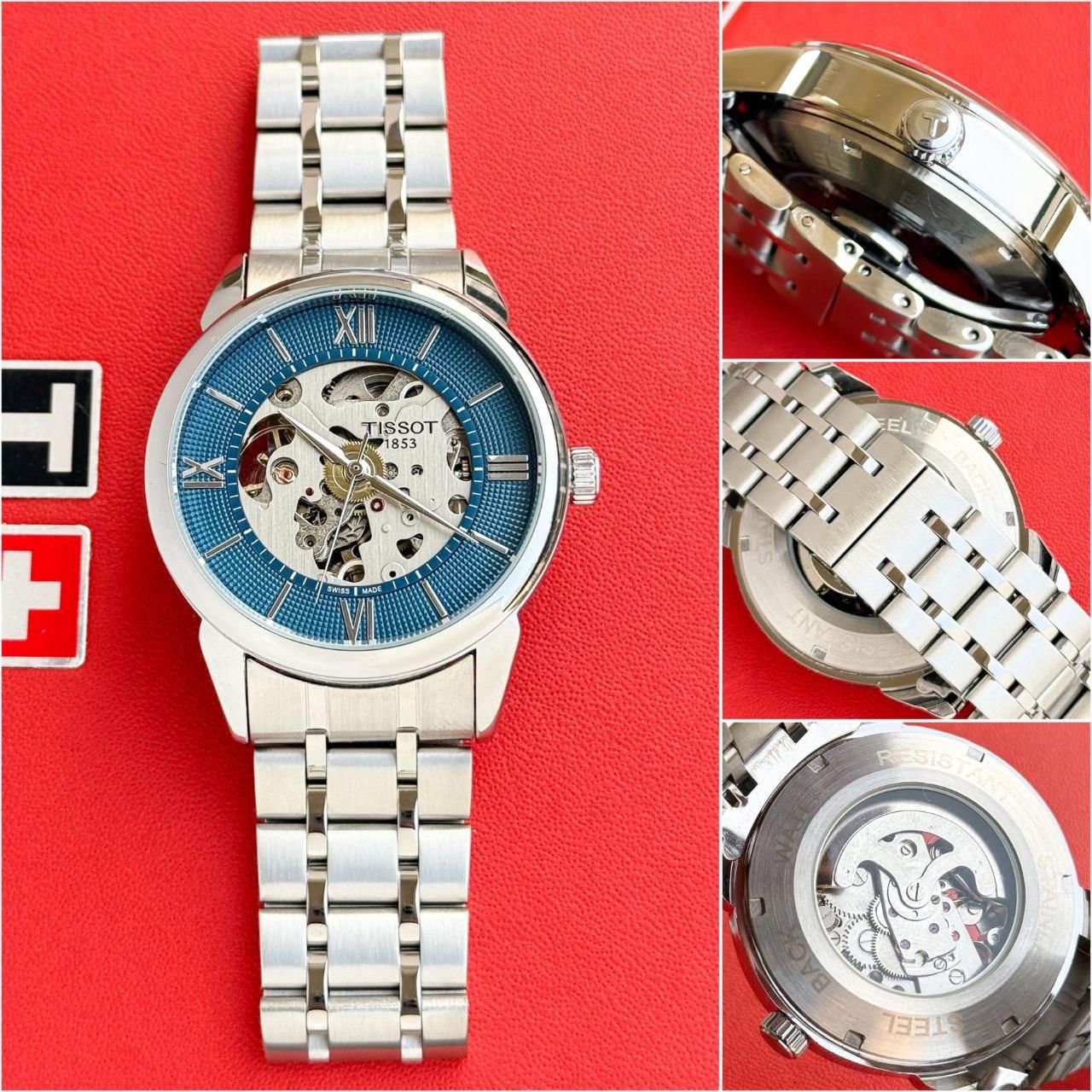 Buy First Copy Tissot Blue Skeleton Roman Dial Stainless Steel Water Resistance 42mm Automatic Men’s Watch - Master Quality 7A Mirror at Lowest Price Online India