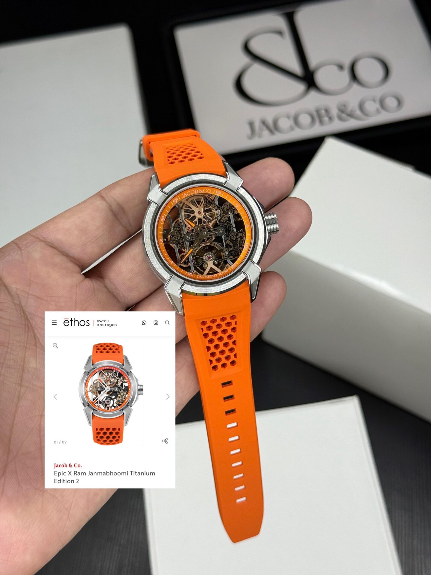 Buy First Copy Jacob & Co Ram Janmabhoomi Titanium Edition Sapphire Glass 44mm Automatic Men’s Watch - Master Quality 7A Mirror at Lowest Price Online India