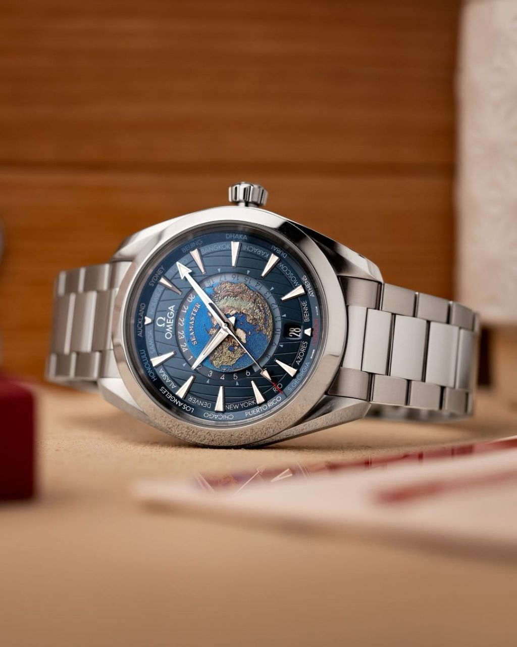 Buy First Copy Omega Aqua Terra World Timer Stainless Steel 43mm Automatic Men’s Watch - Master Quality 7A Mirror at Lowest Price Online India