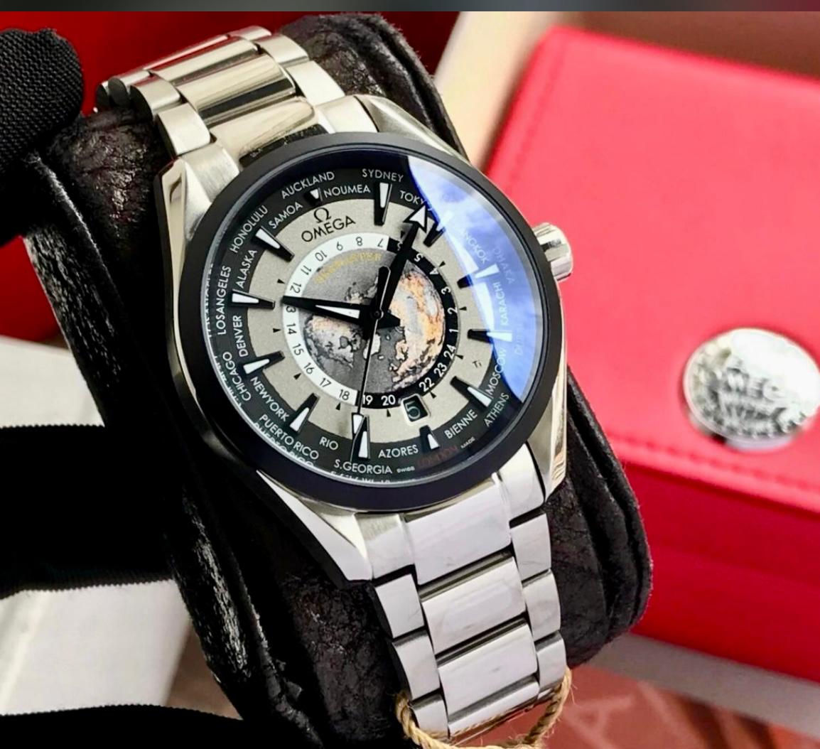 Buy First Copy Omega Aqua Terra World Timer Stainless Steel 43mm Automatic Men’s Watch - Master Quality 7A Mirror at Lowest Price Online India