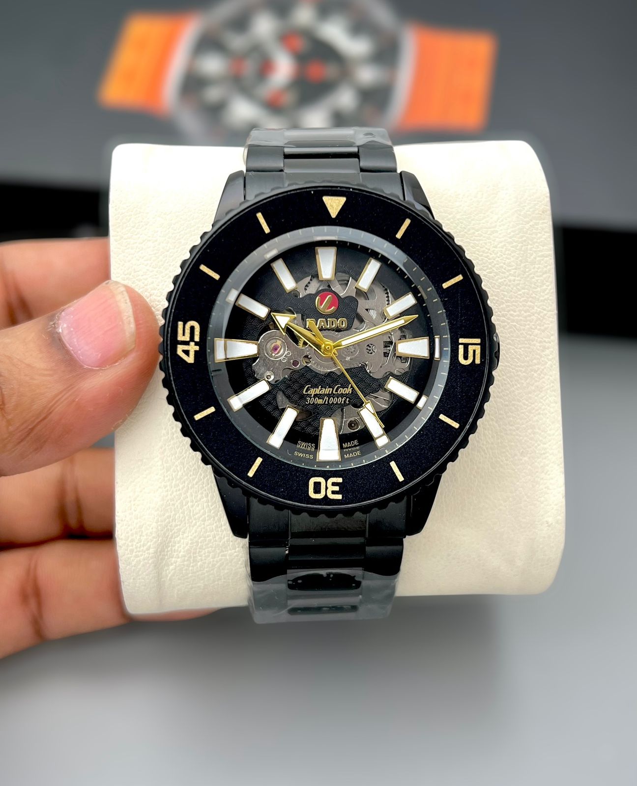 Buy First Copy Rado Captain Cook Stainless Steel Skeleton Dial 43mm Water Resistance Automatic Men’s Watch - Master Quality 7A Mirror at Lowest Price Online India