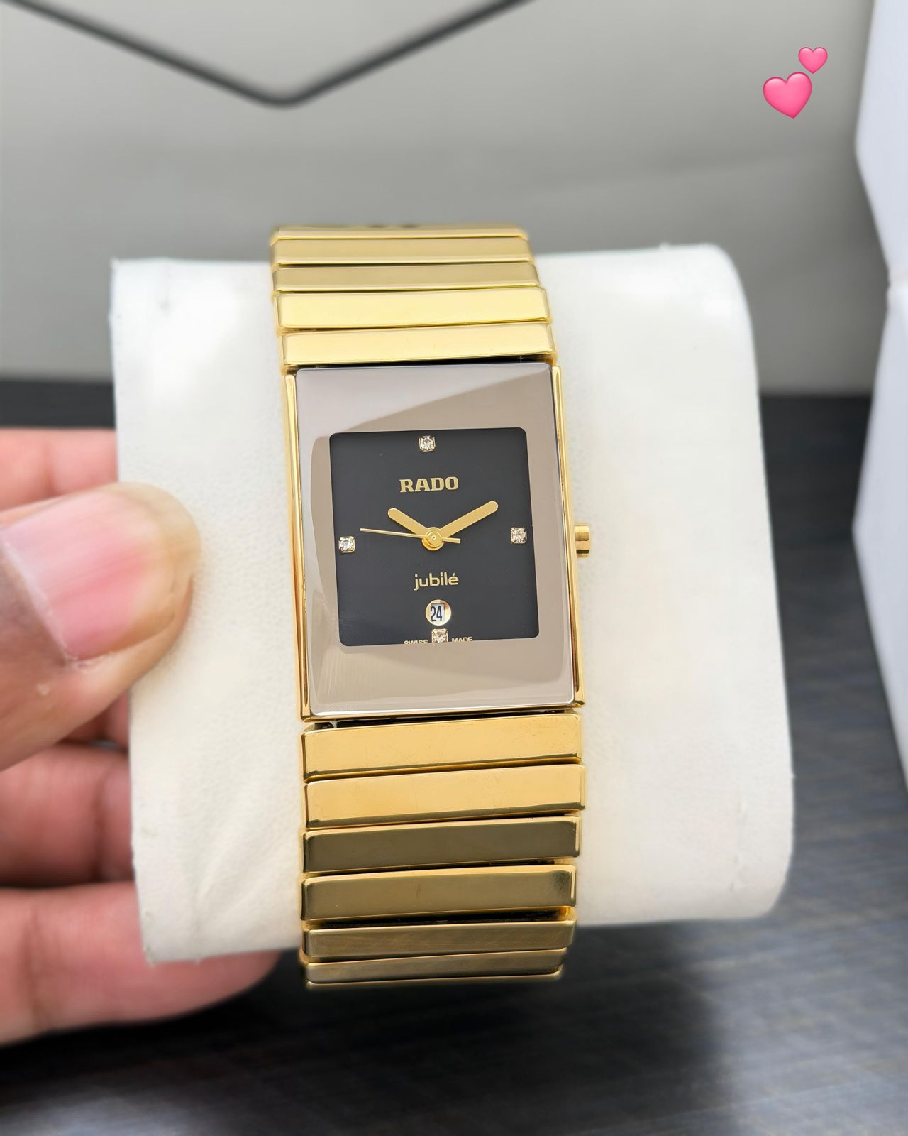Buy First Copy Rado Jubile Black Ceramic Rectangular Diamond Dial Quartz Movement Men’s Watch - Master Quality 7A Mirror at Lowest Price Online India