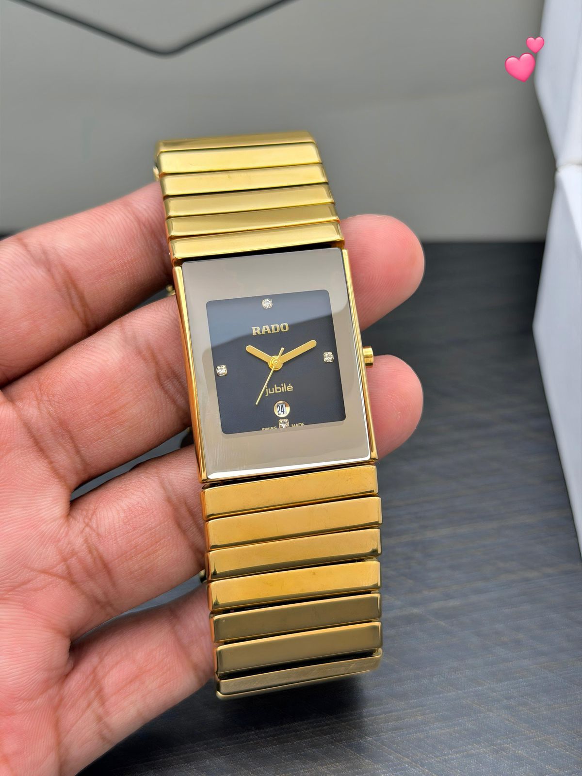 Buy First Copy Rado Jubile Black Ceramic Rectangular Diamond Dial Quartz Movement Men’s Watch - Master Quality 7A Mirror at Lowest Price Online India