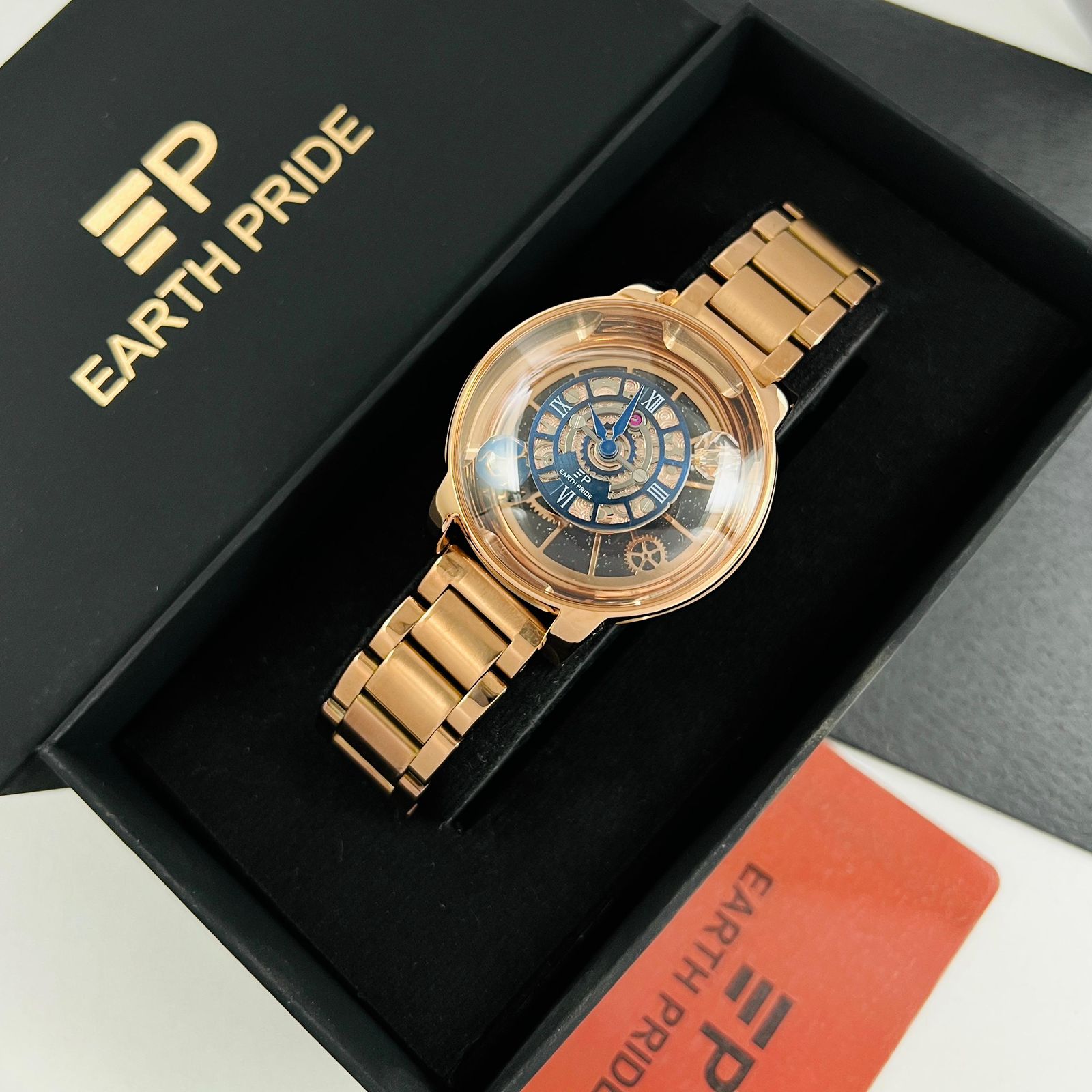 Buy First Copy Earth Pride Skeleton Earth To Moon Sapphire Glass 34mm Swiss Movement Men’s watch - Master Quality 7A Mirror at Lowest Price Online India