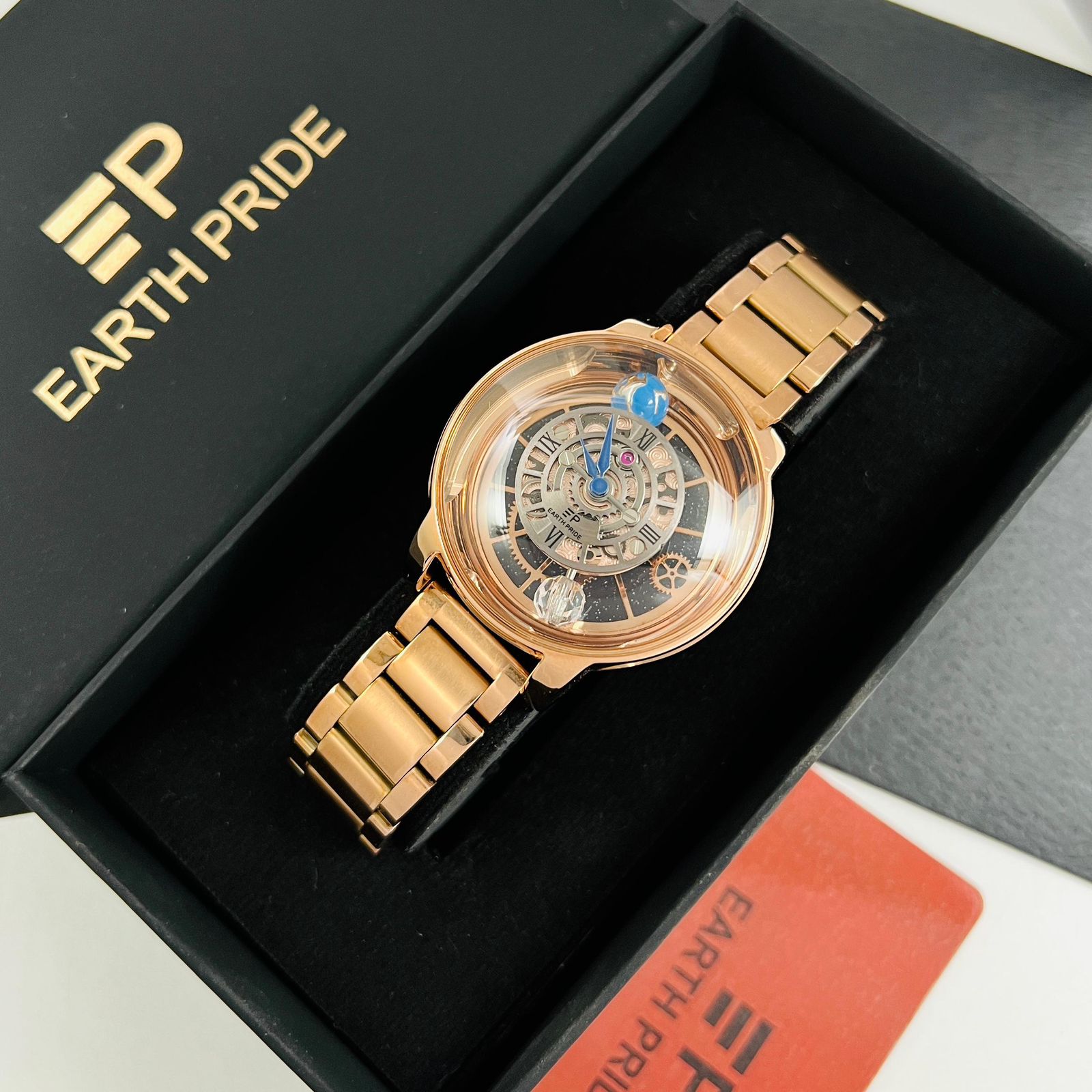 Buy First Copy Earth Pride Skeleton Earth To Moon Sapphire Glass 34mm Swiss Movement Men’s watch - Master Quality 7A Mirror at Lowest Price Online India