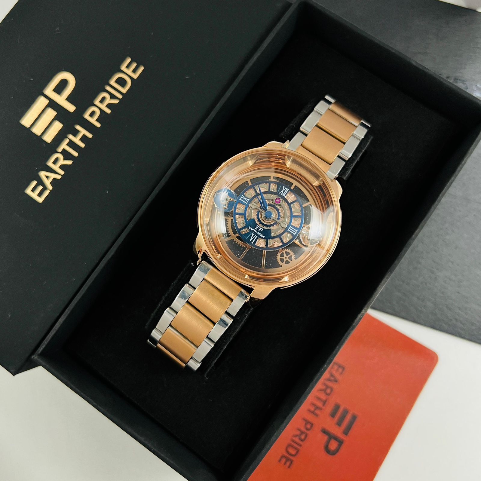 Buy First Copy Earth Pride Skeleton Earth To Moon Sapphire Glass 34mm Swiss Movement Men’s watch - Master Quality 7A Mirror at Lowest Price Online India
