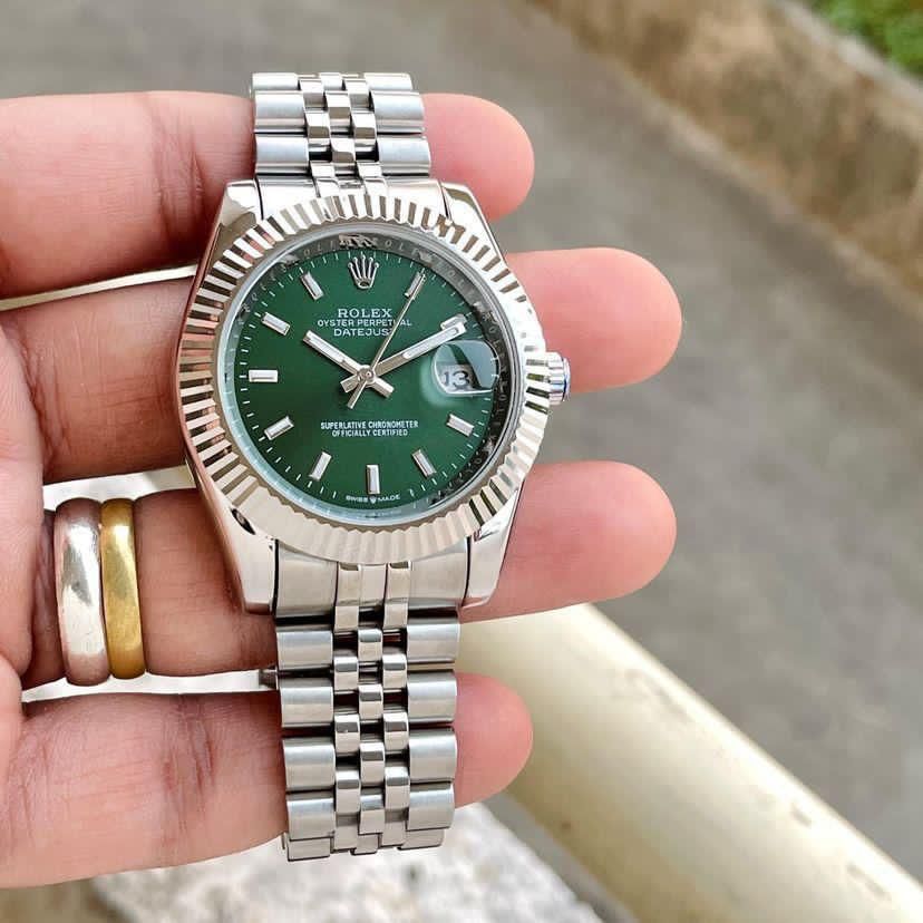 Buy First Copy Rolex Datejust Stainless Steel Green Dial 41mm Automatic Men’s Watch - Master Quality 7A Mirror at Lowest Price Online India