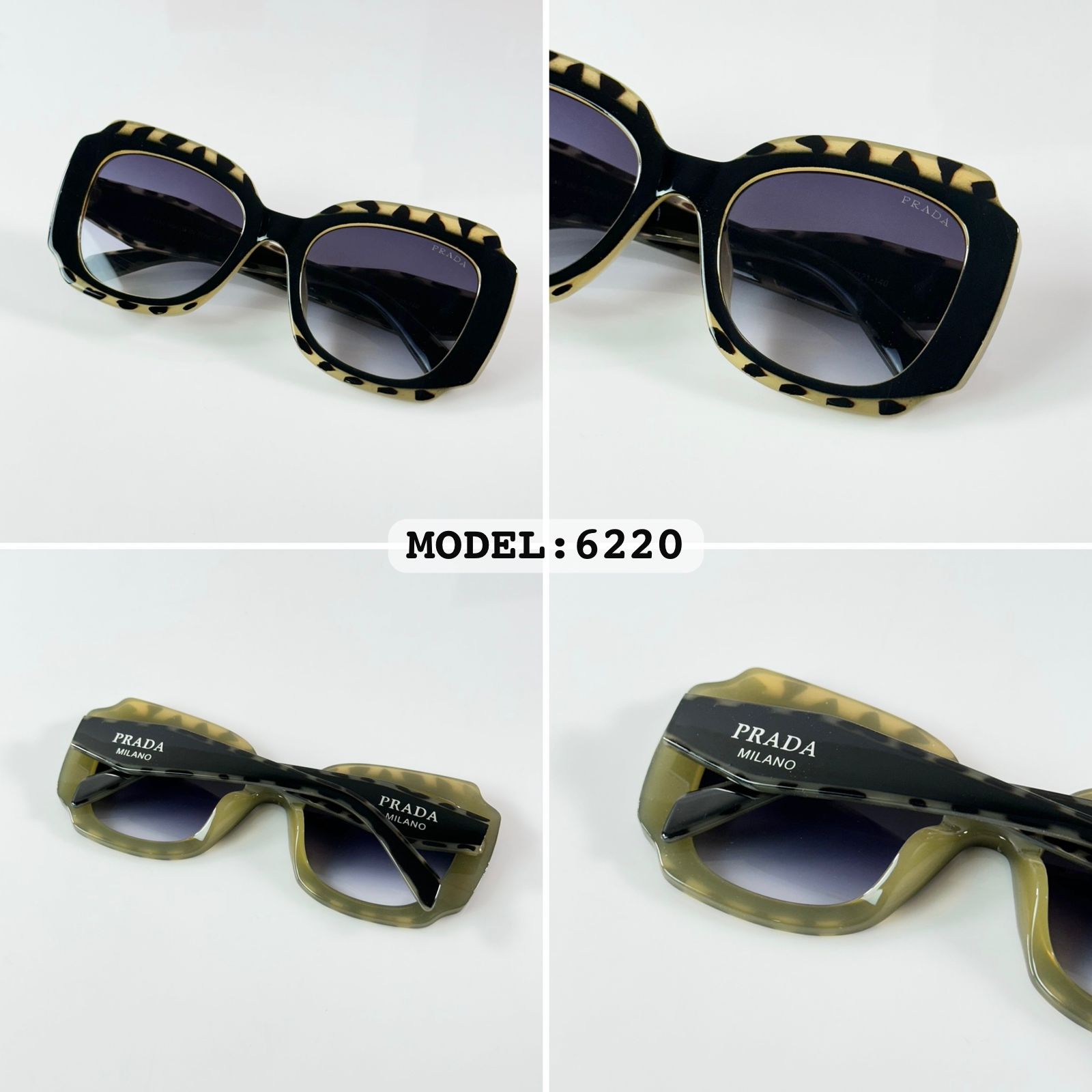Buy First Copy Prada Women’s Oversized Square Sunglasses – Black and Animal Print Gradient Lens Luxury Eyewear - Master Quality 7A Mirror at Lowest Price Online India