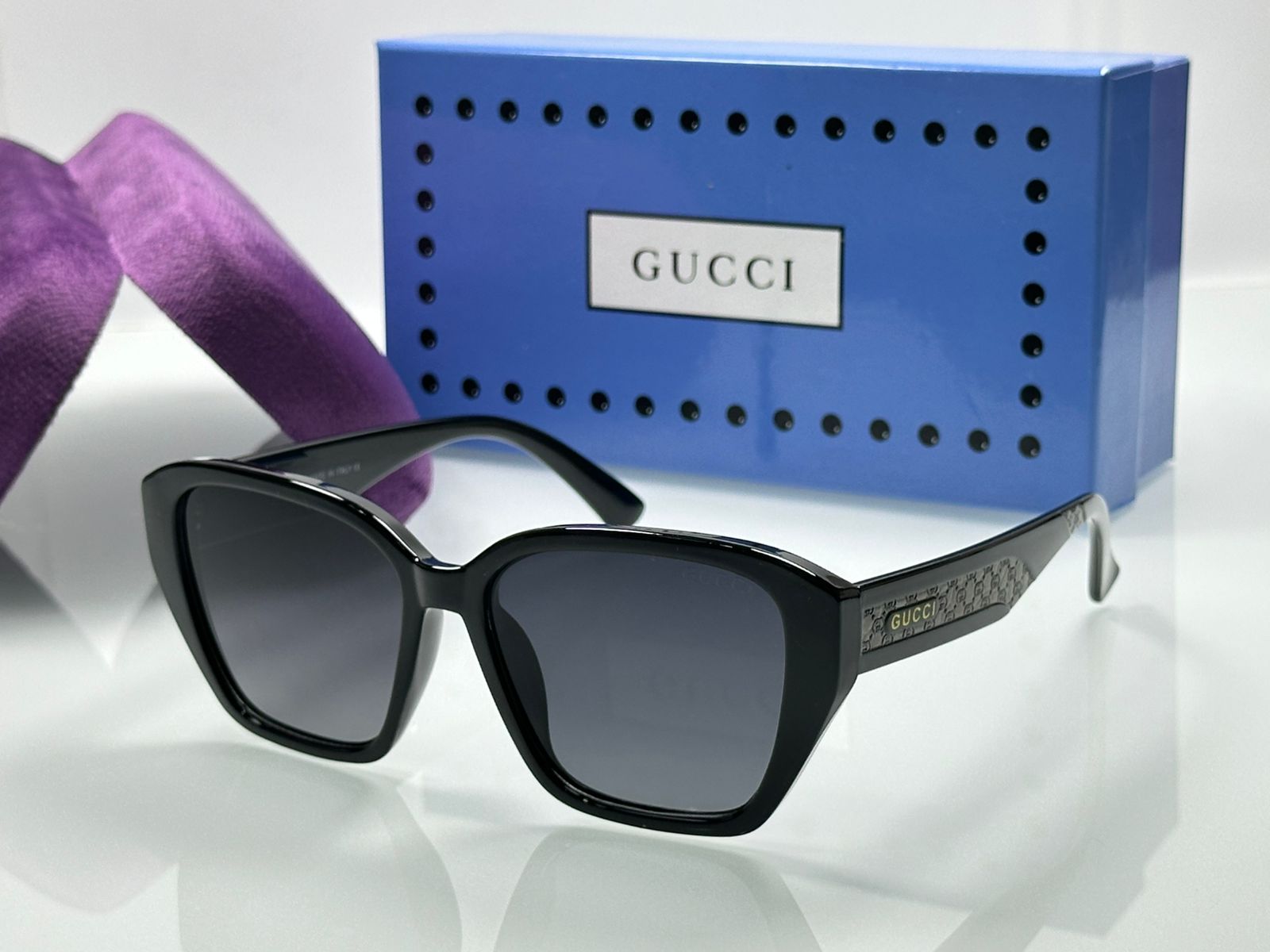 Buy First Copy Gucci Women’s Oversized Square Sunglasses – Premium Geometric Fashion with Signature Logo Temples - Master Quality 7A Mirror at Lowest Price Online India