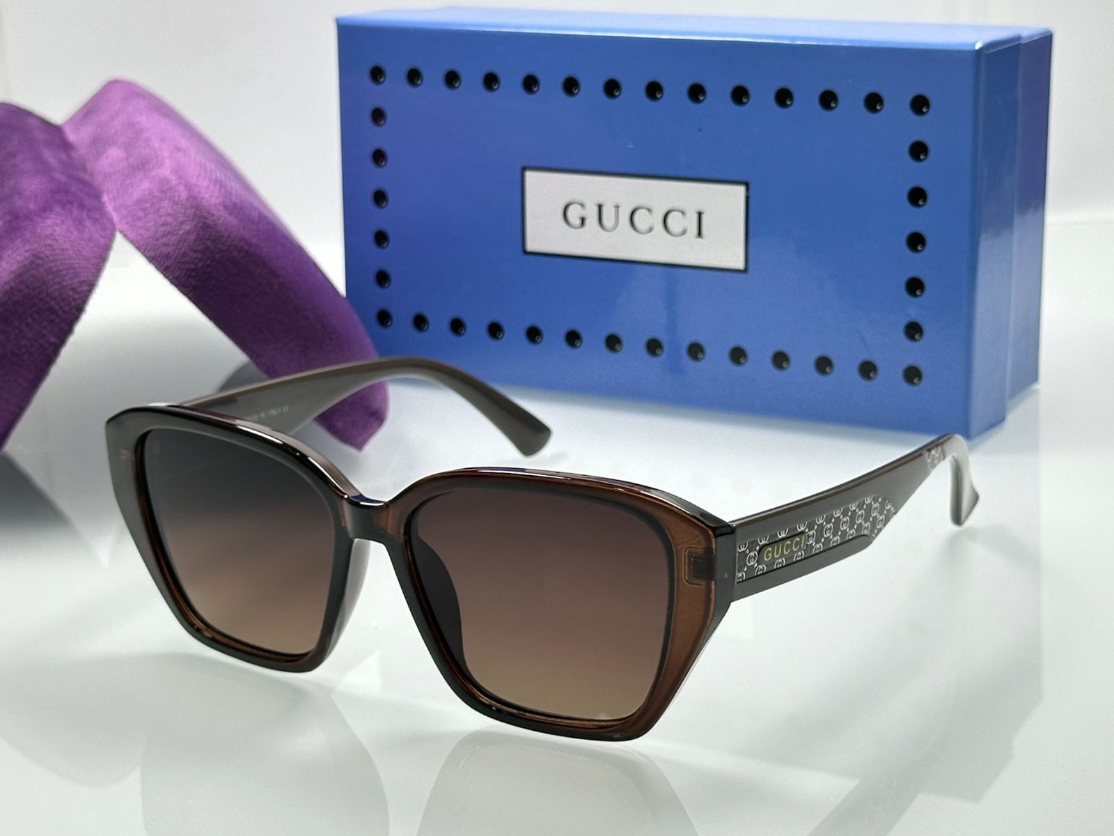 Buy First Copy Gucci Women’s Oversized Square Sunglasses – Premium Geometric Fashion with Signature Logo Temples - Master Quality 7A Mirror at Lowest Price Online India