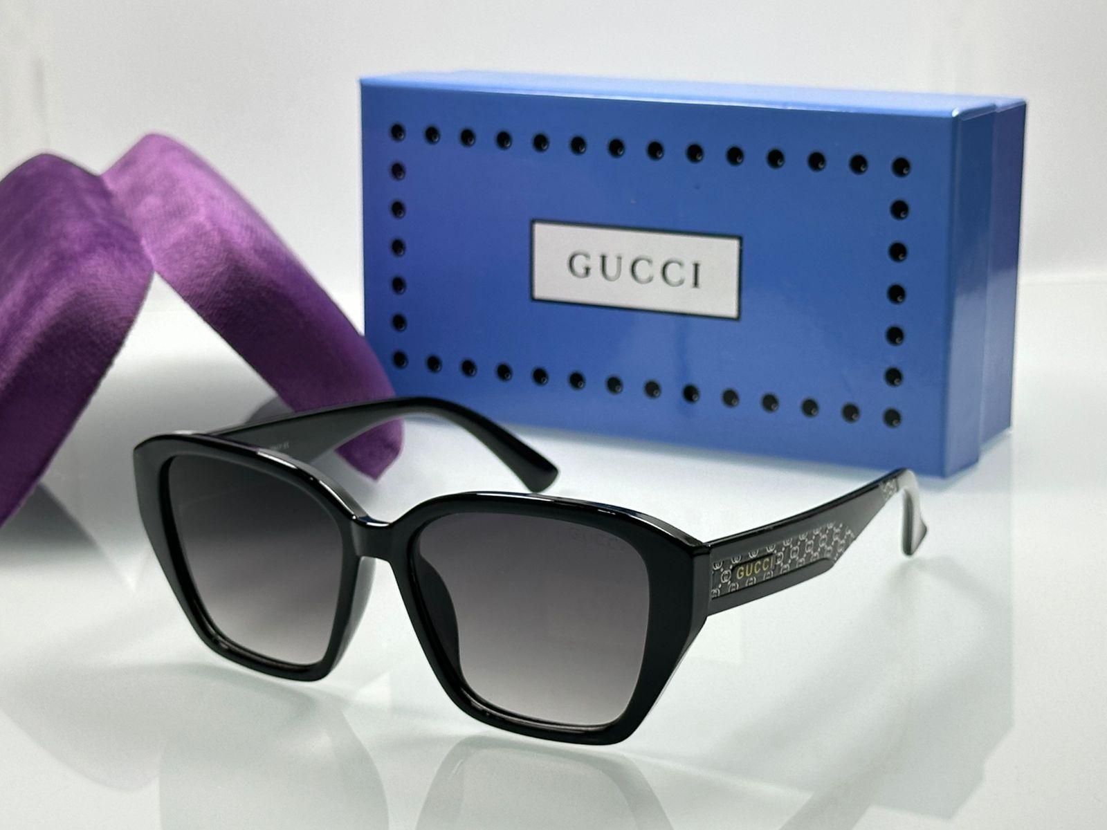 Buy First Copy Gucci Women’s Oversized Square Sunglasses – Premium Geometric Fashion with Signature Logo Temples - Master Quality 7A Mirror at Lowest Price Online India