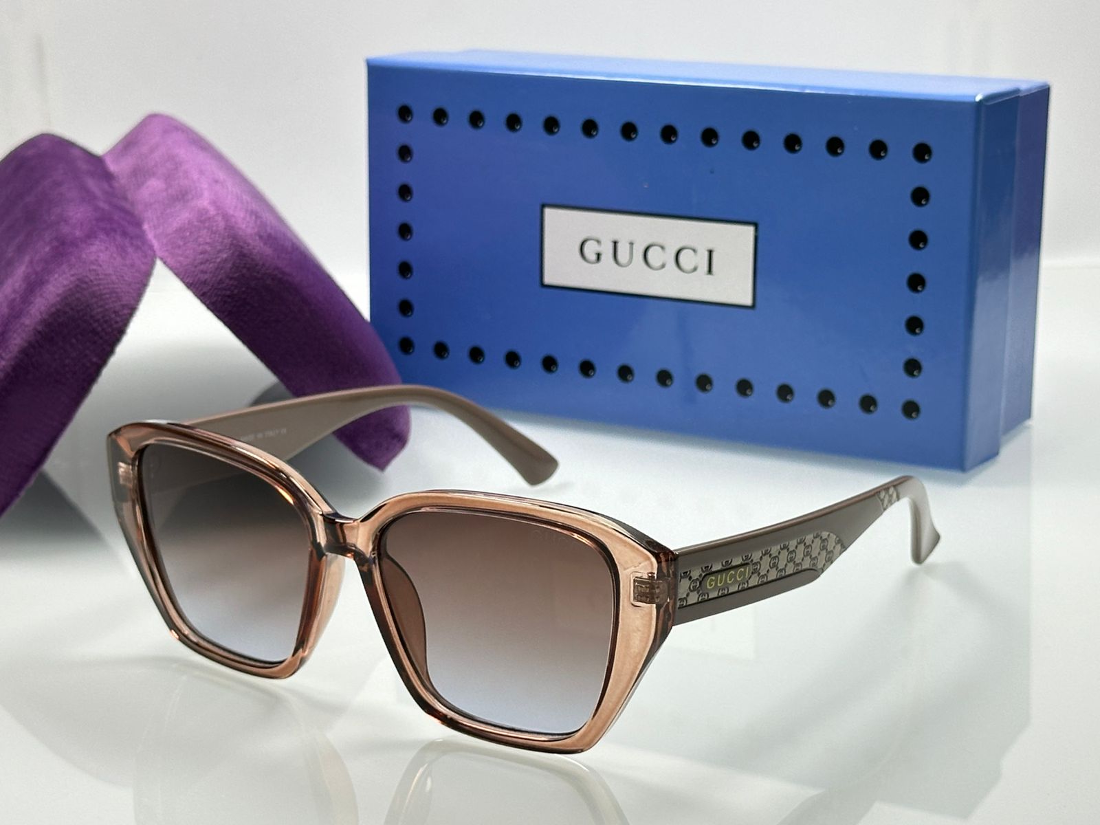 Buy First Copy Gucci Women’s Oversized Square Sunglasses – Premium Geometric Fashion with Signature Logo Temples - Master Quality 7A Mirror at Lowest Price Online India