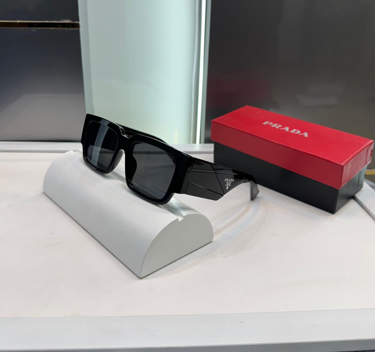 Buy First Copy Prada Women’s Geometric Square Sunglasses – Luxury Black & Tortoise Gradient - Master Quality 7A Mirror at Lowest Price Online India