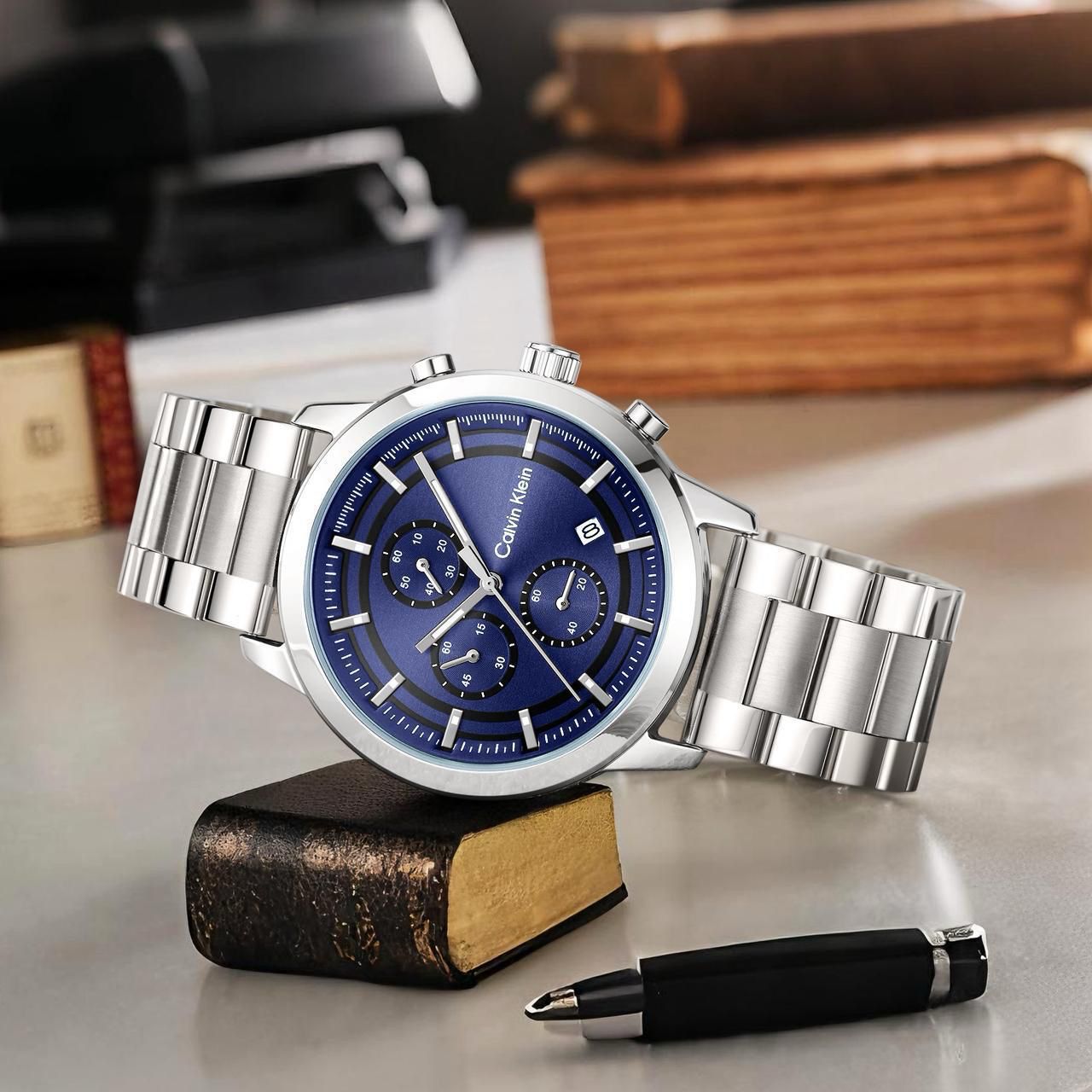 Buy First Copy Calvin Klein Stainless Steel Chronograph 44mm Quartz Movement Men’s Watch - Master Quality 7A Mirror at Lowest Price Online India