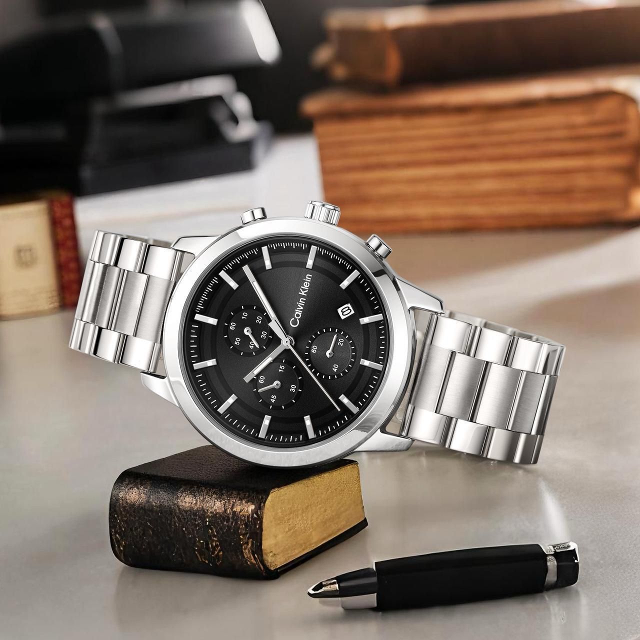 Buy First Copy Calvin Klein Stainless Steel Chronograph 44mm Quartz Movement Men’s Watch - Master Quality 7A Mirror at Lowest Price Online India