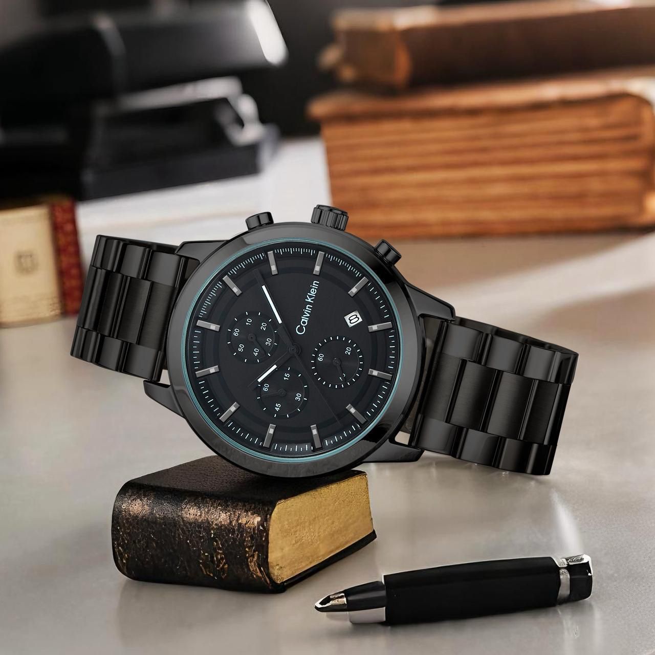 Buy First Copy Calvin Klein Stainless Steel Chronograph 44mm Quartz Movement Men’s Watch - Master Quality 7A Mirror at Lowest Price Online India