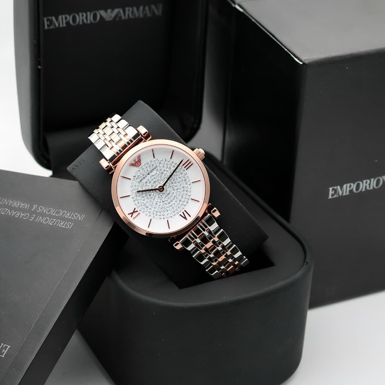 Buy First Copy Emporio Armani Stainless Steel Two-Tone rose gold 33mm Quartz Movement Women’s Watch - Master Quality 7A Mirror at Lowest Price Online India