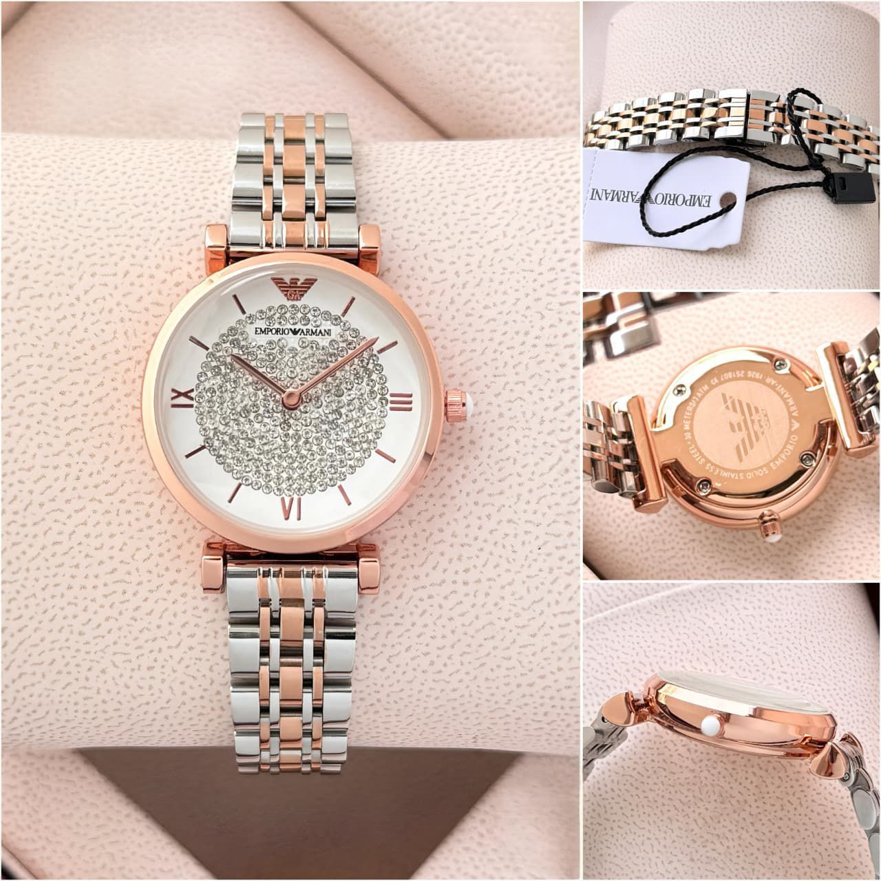 Buy First Copy Emporio Armani Stainless Steel Two-Tone rose gold 33mm Quartz Movement Women’s Watch - Master Quality 7A Mirror at Lowest Price Online India