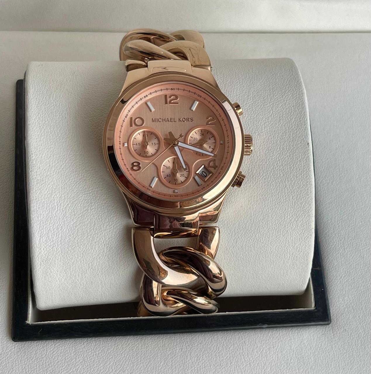 Buy First Copy Michael Kors Lexington Runway Women’s Watch – MK4269 Rose Gold & Brown Ceramic Chronograph Luxe 38mm - Master Quality 7A Mirror at Lowest Price Online India