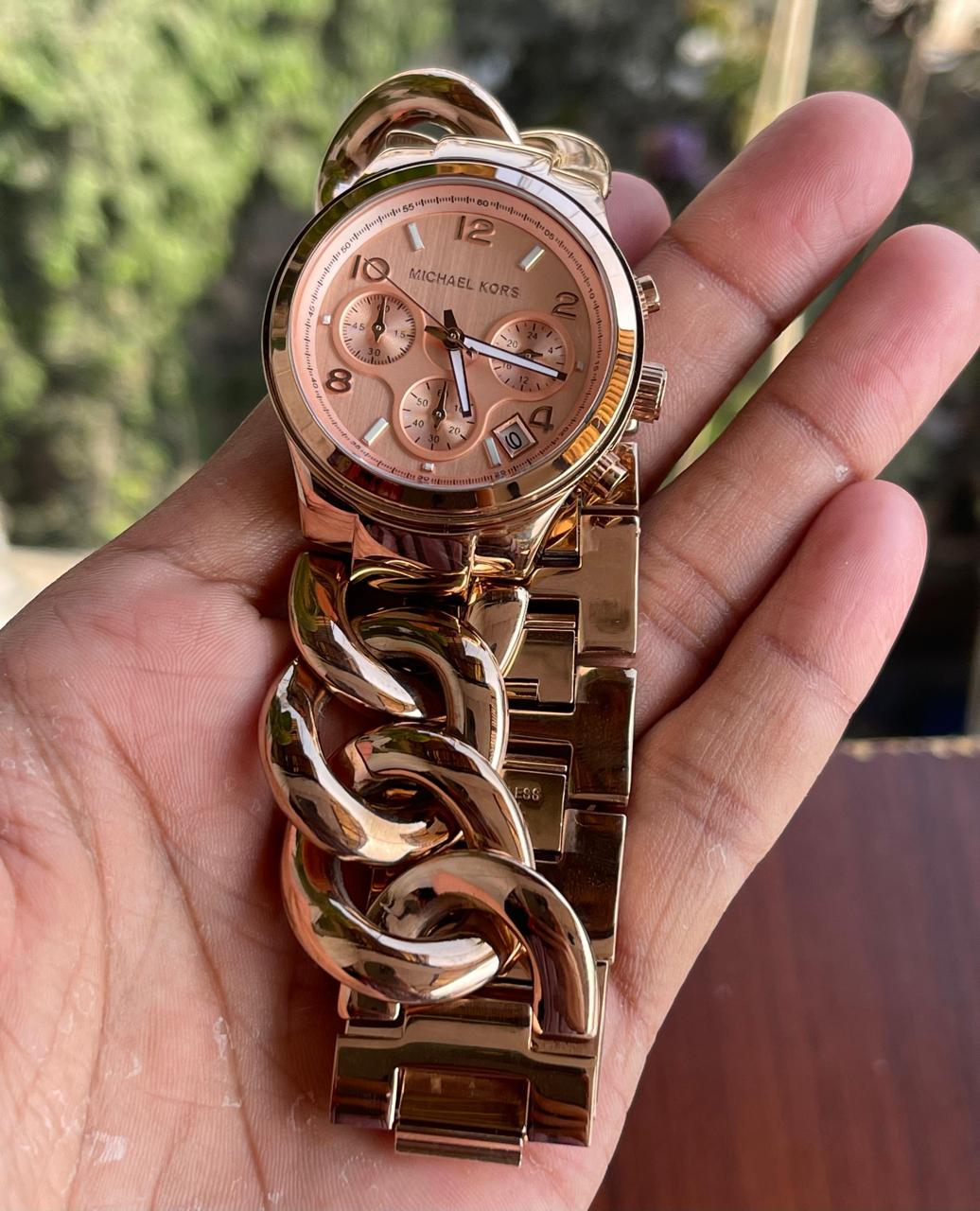 Buy First Copy Michael Kors Lexington Runway Women’s Watch – MK4269 Rose Gold & Brown Ceramic Chronograph Luxe 38mm - Master Quality 7A Mirror at Lowest Price Online India