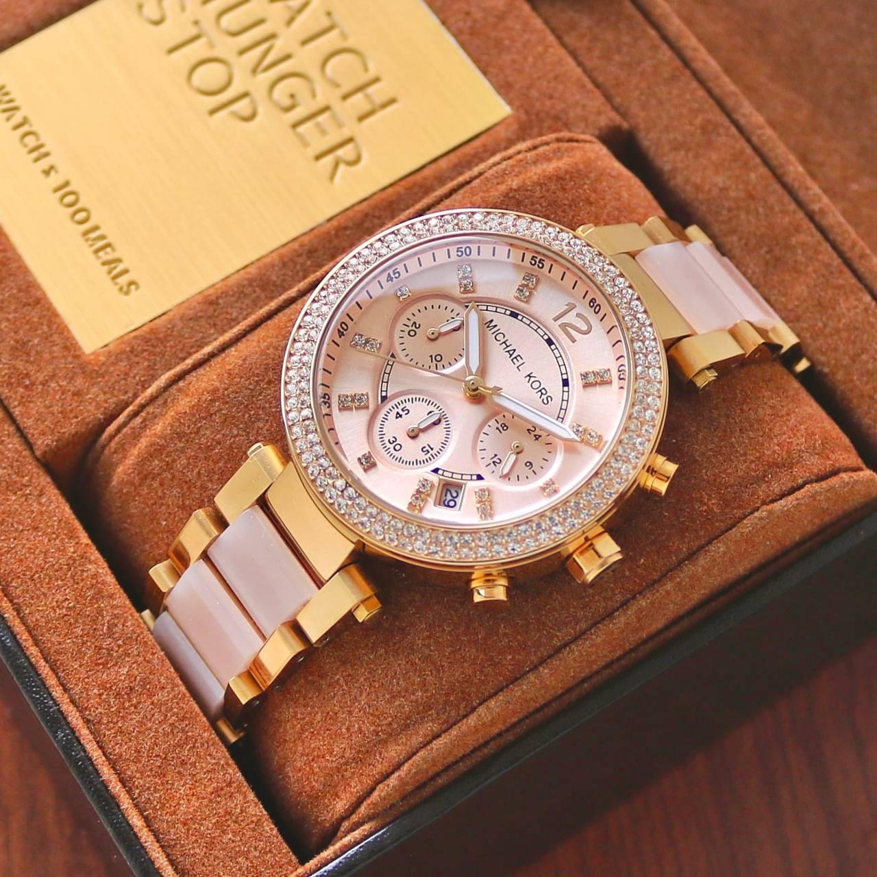 Buy First Copy Michael Kors Parker Chronograph Rose Gold & Blush Pink Women’s Watch 39mm - Master Quality 7A Mirror at Lowest Price Online India