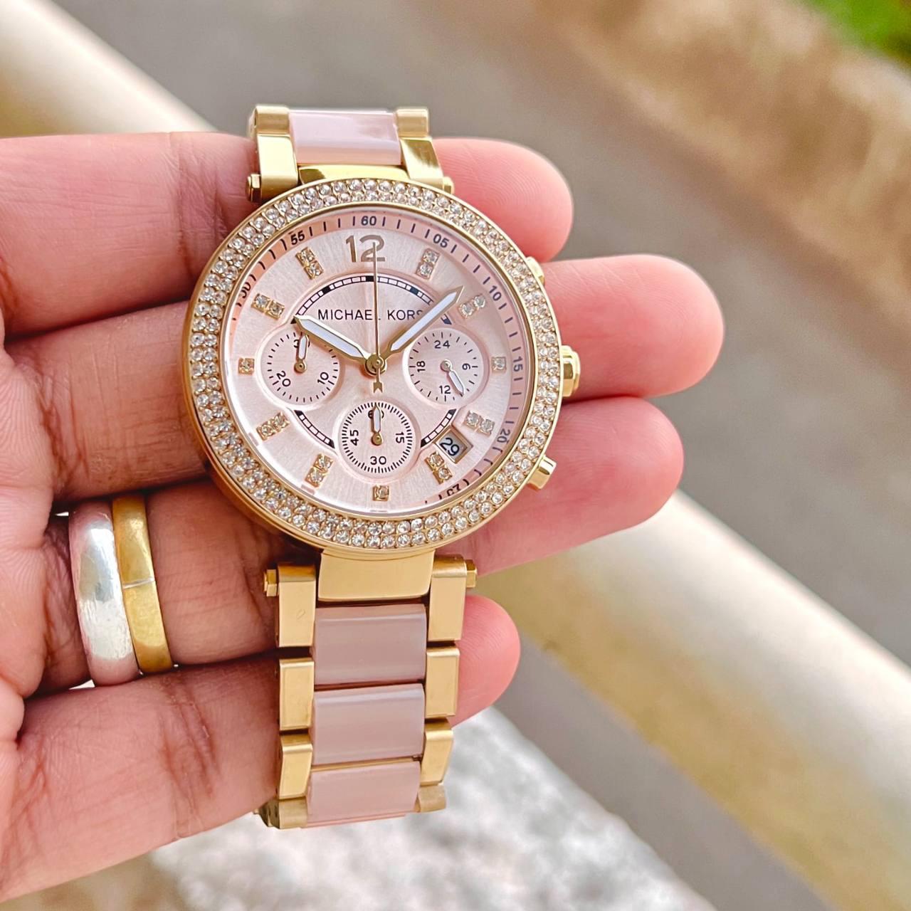Buy First Copy Michael Kors Parker Chronograph Rose Gold & Blush Pink Women’s Watch 39mm - Master Quality 7A Mirror at Lowest Price Online India