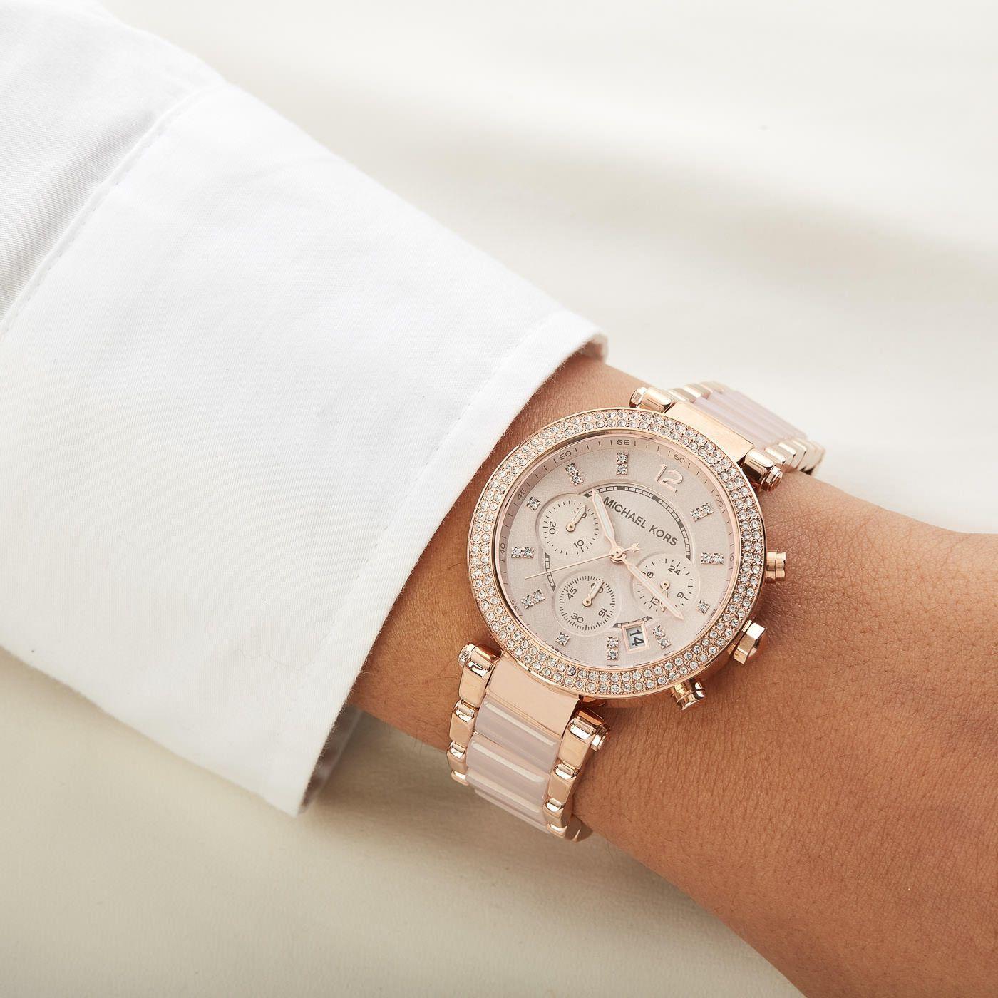 Buy First Copy Michael Kors Parker Chronograph Rose Gold & Blush Pink Women’s Watch 39mm - Master Quality 7A Mirror at Lowest Price Online India