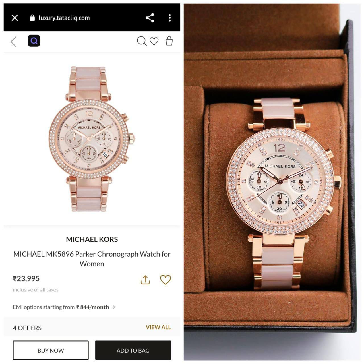 Buy First Copy Michael Kors Parker Chronograph Rose Gold & Blush Pink Women’s Watch 39mm - Master Quality 7A Mirror at Lowest Price Online India