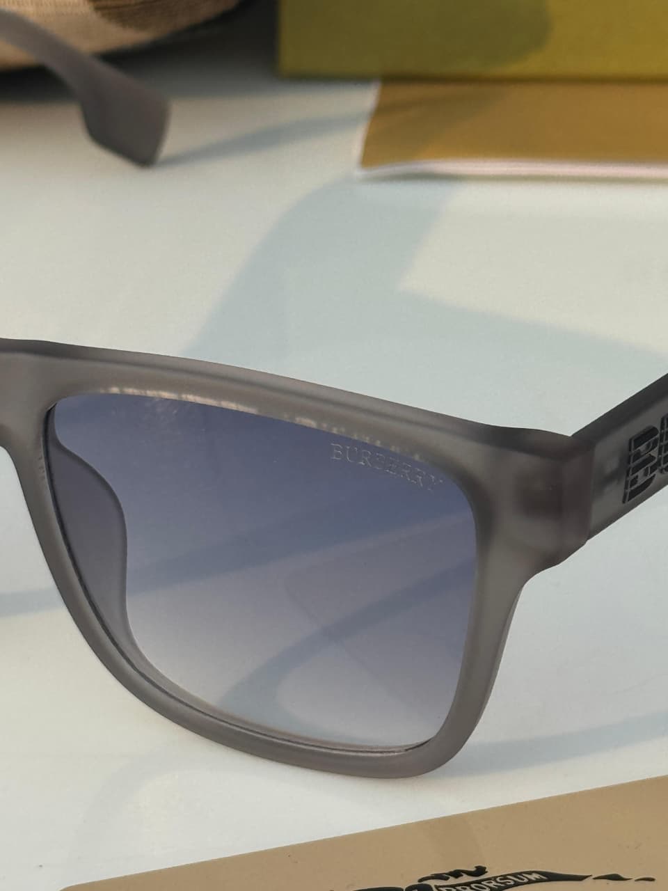 Buy First Copy Burberry B Series Check Detail Rectangular Luxury Unisex Sunglasses - Master Quality 7A Mirror at Lowest Price Online India