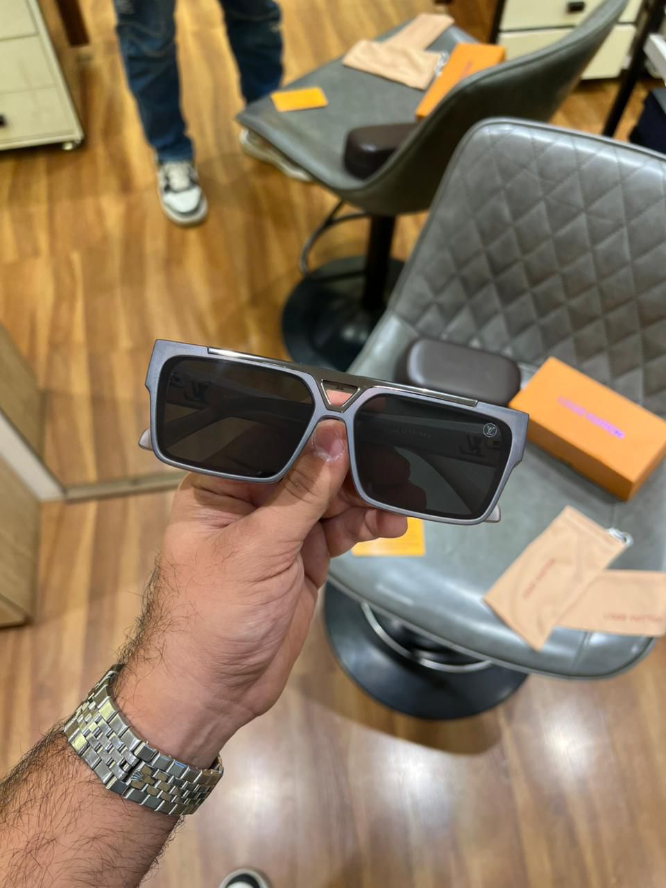 Buy First Copy Louis Vuitton 1.1 Millionaires Beveled Square Luxury Unisex Sunglasses - Master Quality 7A Mirror at Lowest Price Online India