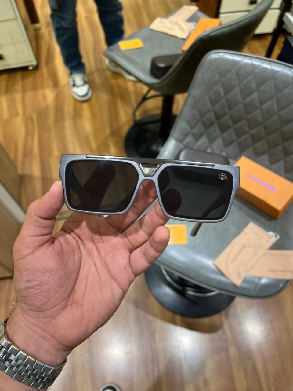 Buy First Copy Louis Vuitton 1.1 Millionaires Beveled Square Luxury Unisex Sunglasses - Master Quality 7A Mirror at Lowest Price Online India