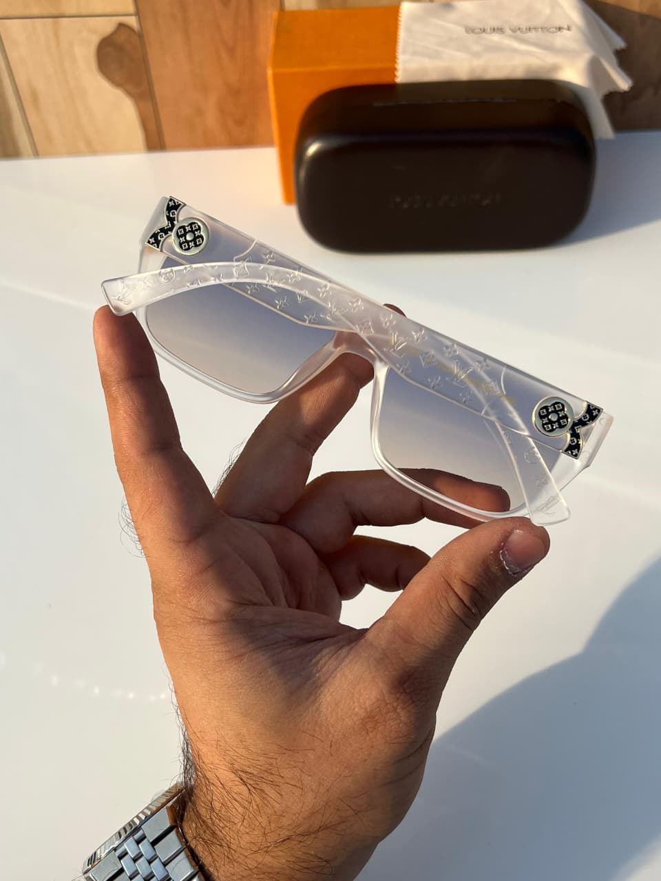 Buy First Copy Louis Vuitton 1.1 Millionaires Beveled Square Luxury Unisex Sunglasses - Master Quality 7A Mirror at Lowest Price Online India