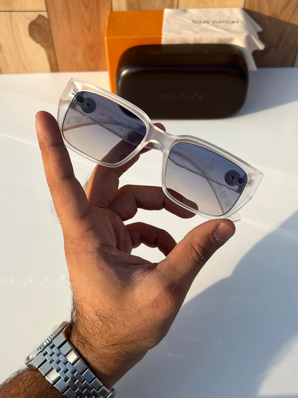 Buy First Copy Louis Vuitton 1.1 Millionaires Beveled Square Luxury Unisex Sunglasses - Master Quality 7A Mirror at Lowest Price Online India