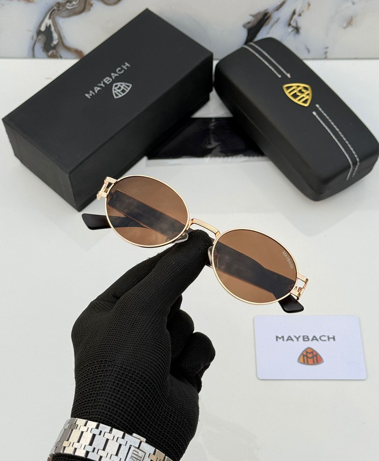 Buy First Copy Maybach The Artist III Rimless 24k Gold Luxury Unisex Eyewear – packaging showing authentic design. Cash on Delivery available, Free shipping across India, Pan India delivery, UV400 protection lenses