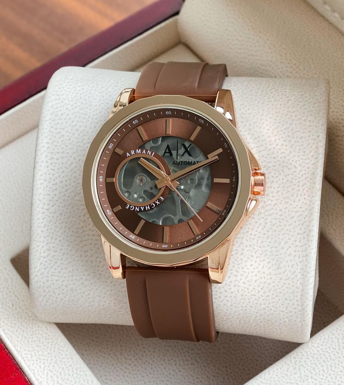 Buy First Copy Armani Exchange AX1722 Open Heart Rose gold Skeleton 43mm Automatic Men’s Watch - Master Quality 7A Mirror at Lowest Price Online India