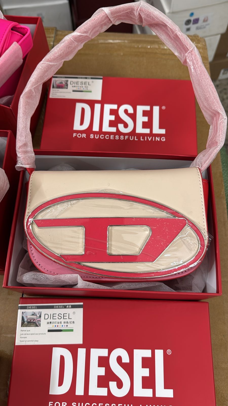 Buy First Copy Diesel 1DR Iconic Oval D Logo Leather Shoulder Bag - Master Quality 7A Mirror at Lowest Price Online India