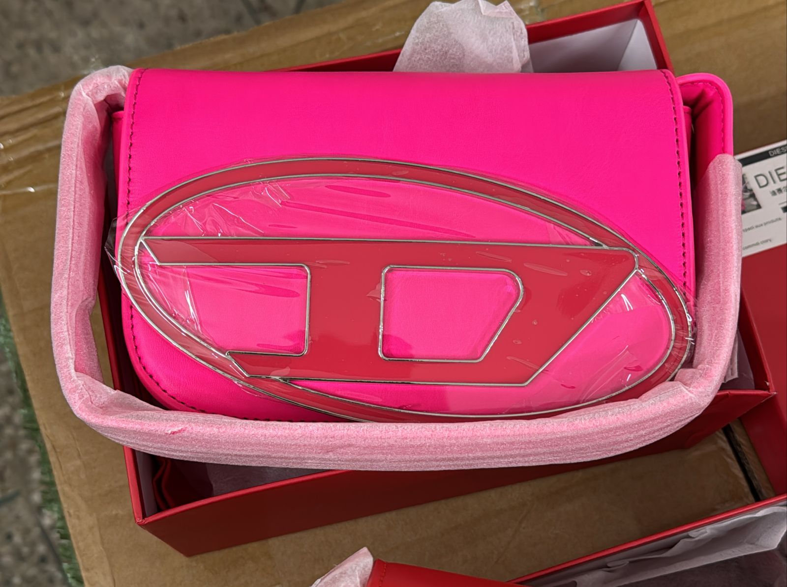 Buy First Copy Diesel 1DR Iconic Oval D Logo Leather Shoulder Bag - Master Quality 7A Mirror at Lowest Price Online India