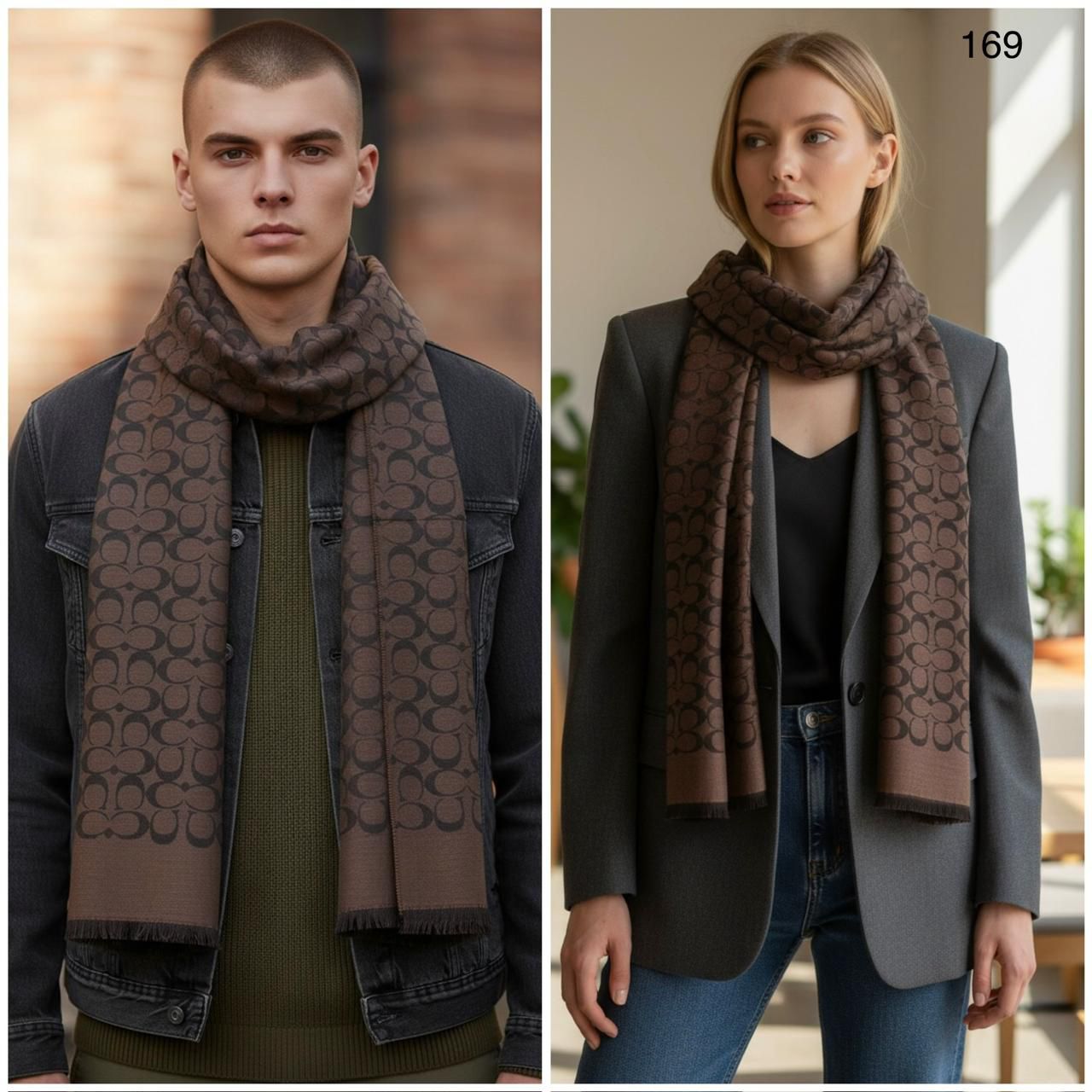 Buy First Copy COACH Luxury Signature Monogram Semi-Woolen Stole – Premium Unisex Scarf with Full Gift Packaging - Master Quality 7A Mirror at Lowest Price Online India
