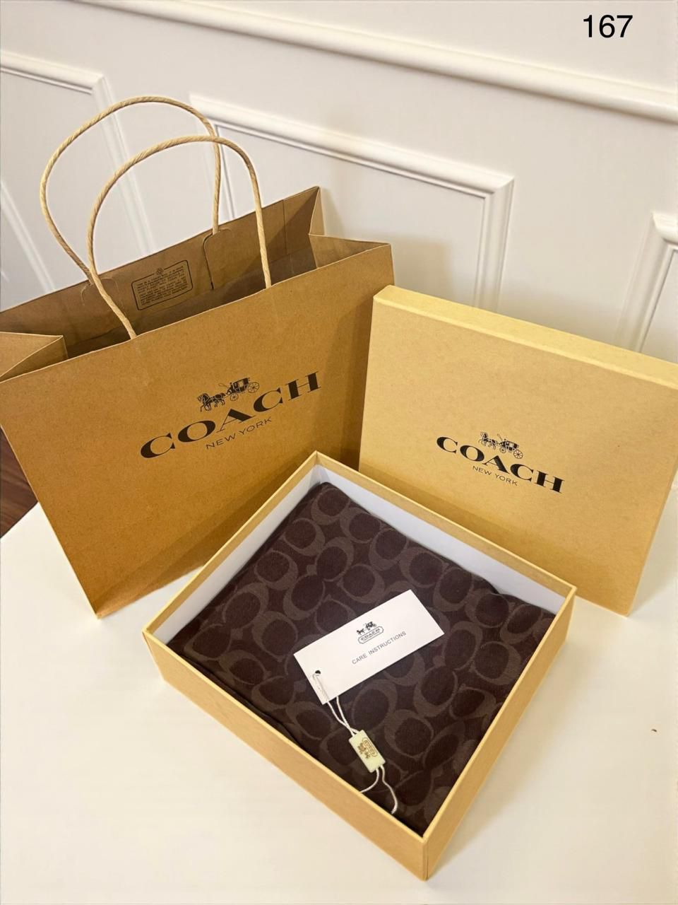 Buy First Copy COACH Luxury Signature Monogram Semi-Woolen Stole – Premium Unisex Scarf with Full Gift Packaging - Master Quality 7A Mirror at Lowest Price Online India