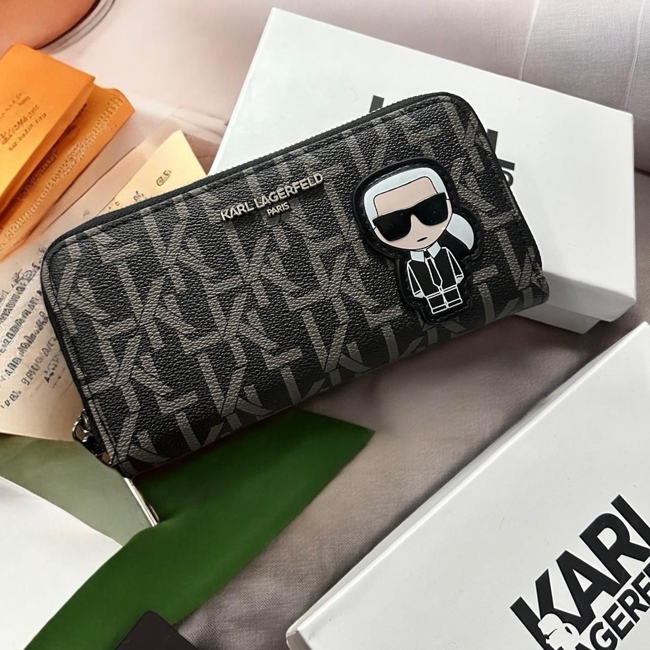 Buy First Copy Karl Lagerfeld K/Ikonik Double Zipper Organiser Wallet - Master Quality 7A Mirror at Lowest Price Online India