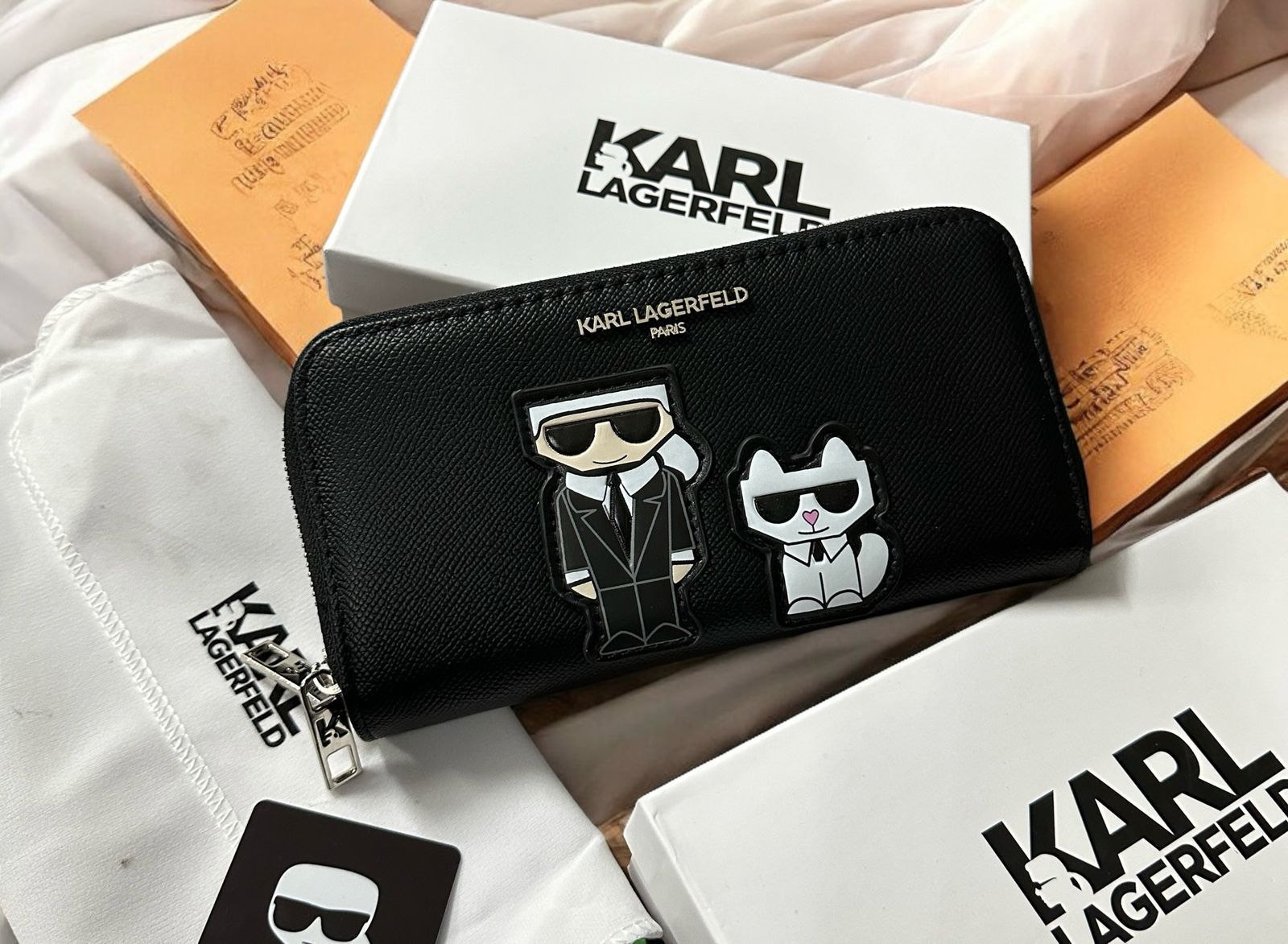 Buy First Copy Karl Lagerfeld K/Ikonik Double Zipper Organiser Wallet - Master Quality 7A Mirror at Lowest Price Online India