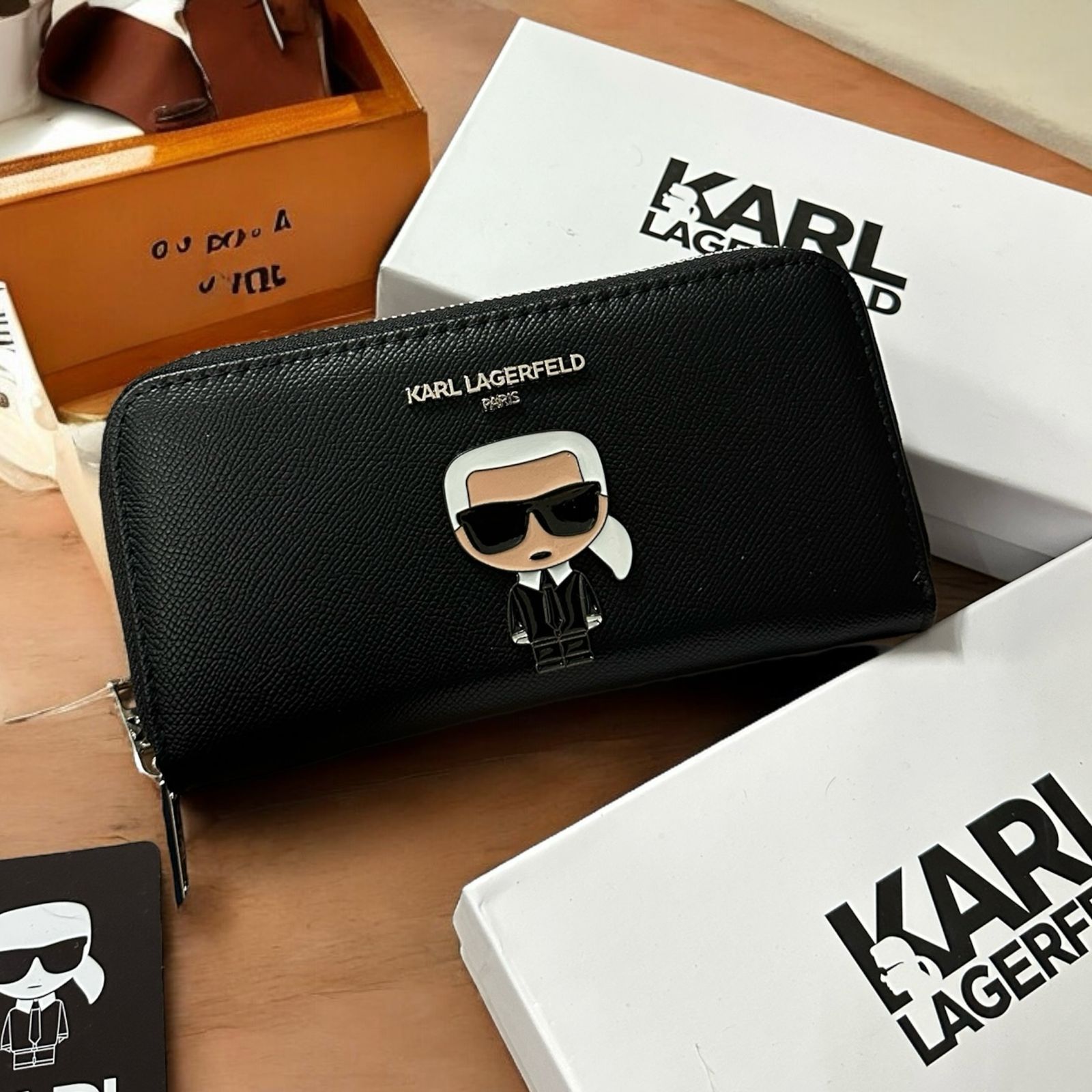 Buy First Copy Karl Lagerfeld K/Ikonik Double Zipper Organiser Wallet - Master Quality 7A Mirror at Lowest Price Online India