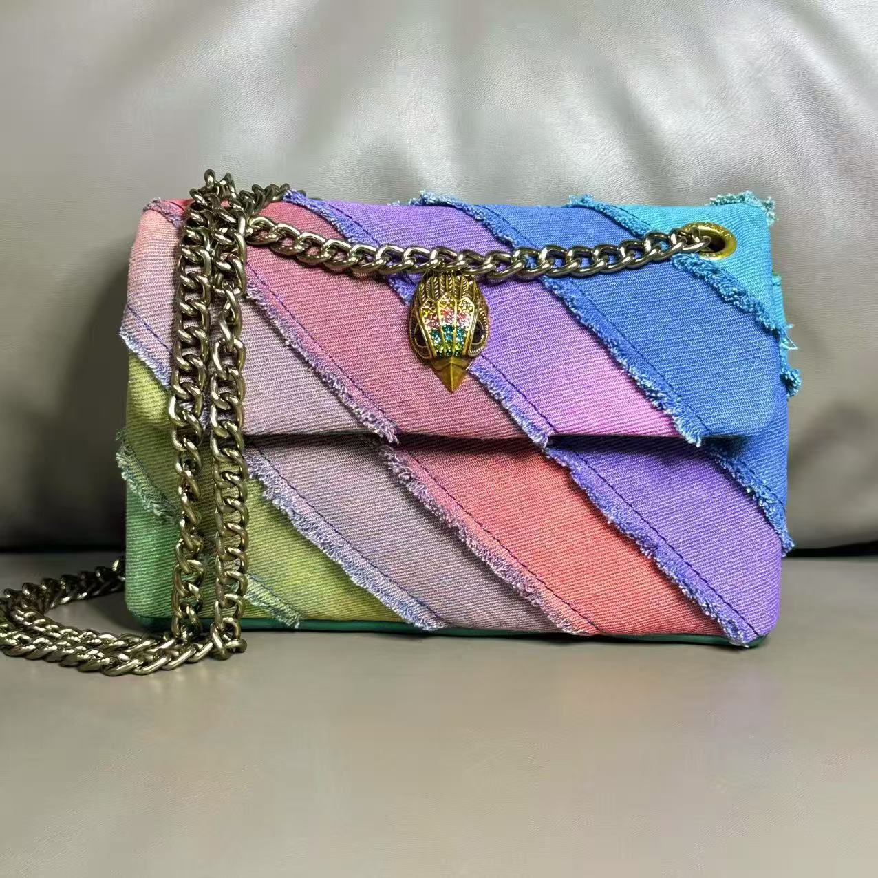 Buy First Copy Kurt Geiger Mini Kensington Rainbow Denim Bag - Master Quality 7A Mirror at Lowest Price Online India