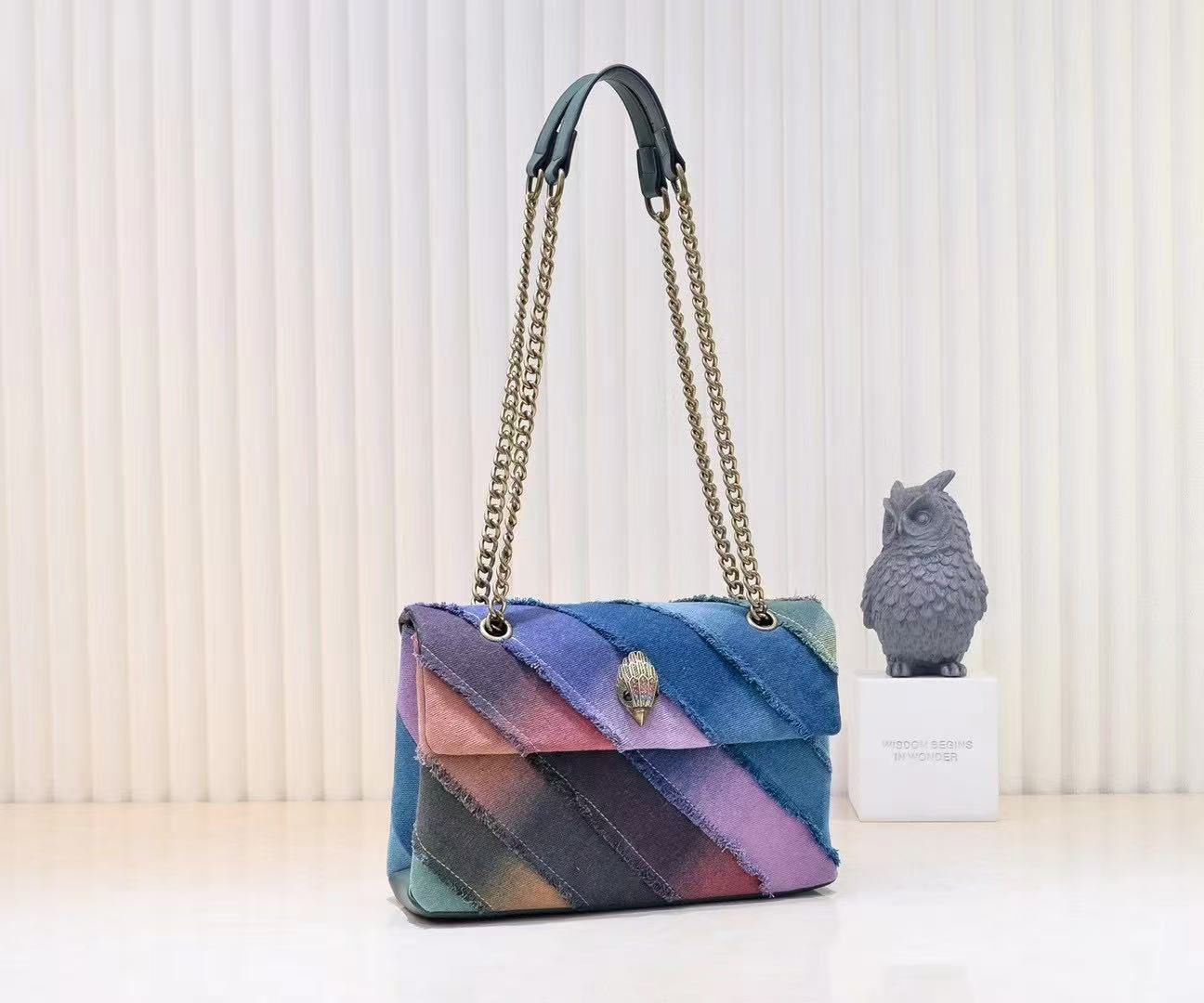 Buy First Copy Kurt Geiger Mini Kensington Rainbow Denim Bag - Master Quality 7A Mirror at Lowest Price Online India