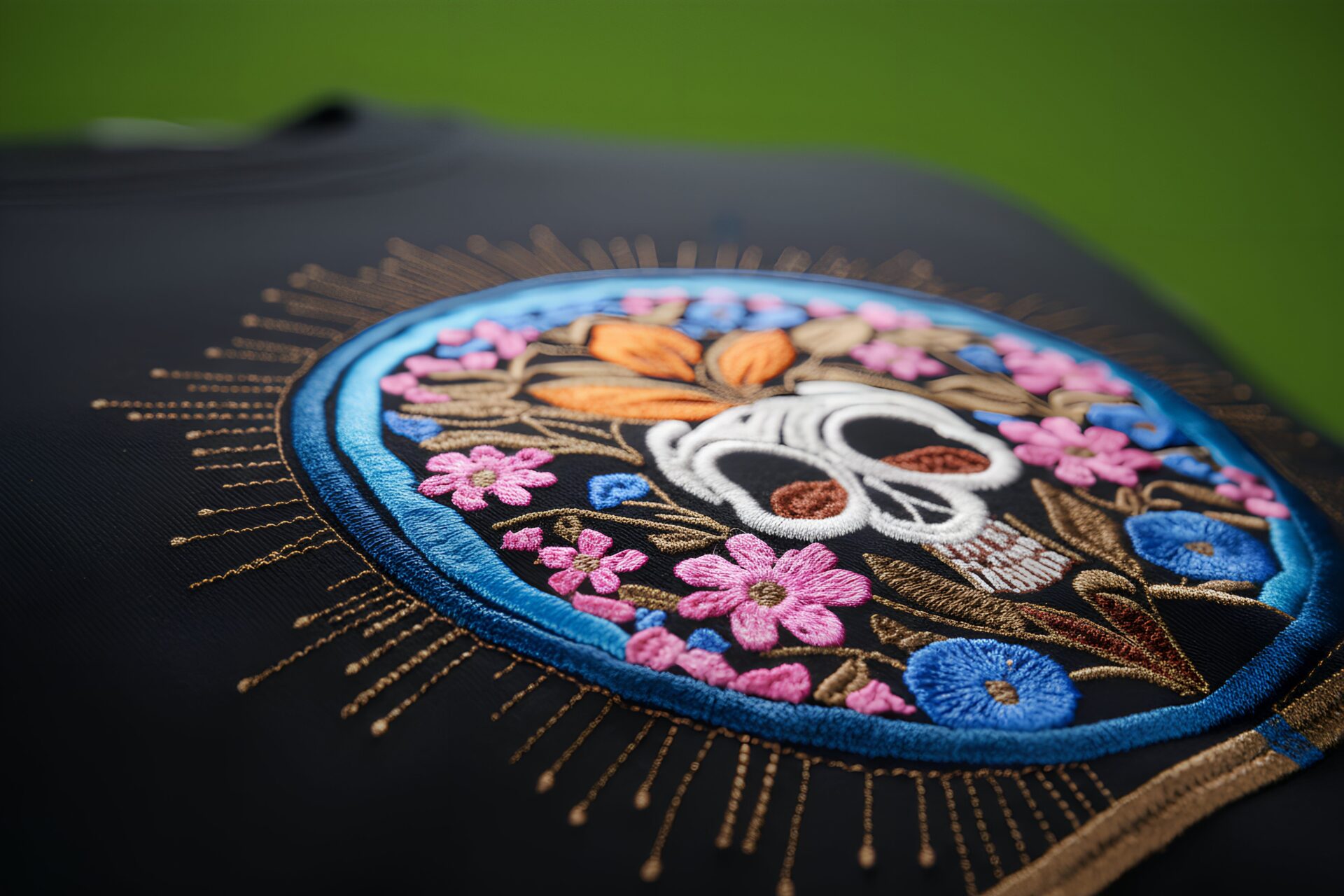 Buy First Copy Ethereal Bloom Oversized T-Shirt – Premium Black Embroidery Tee – close-up showing authentic design. Cash on Delivery available, Free shipping across India, Pan India delivery